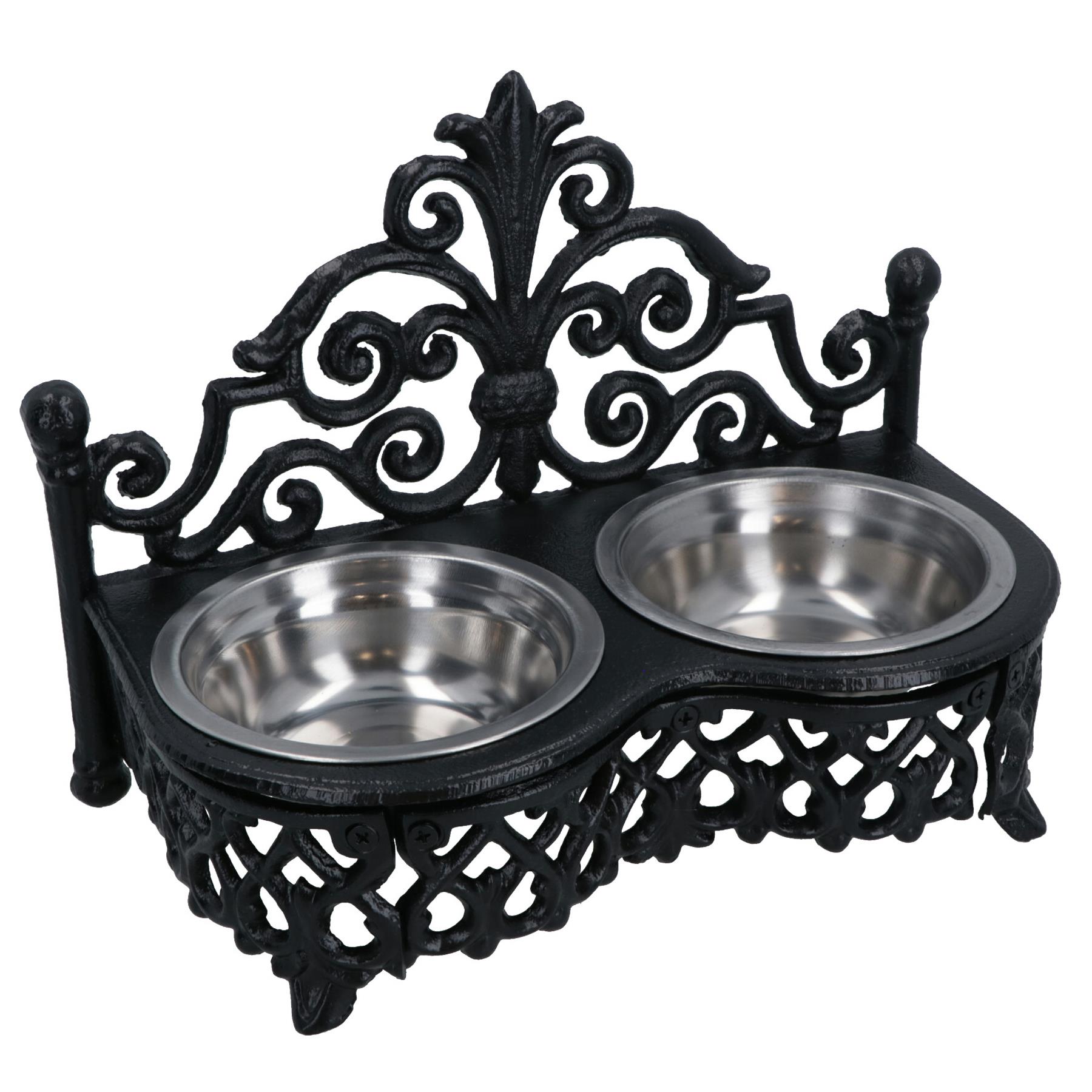 Dog Puppy Cat Feeding Food Bowls Dishes Stainless Steel / Cast Iron Stand - Bild 10 von 19