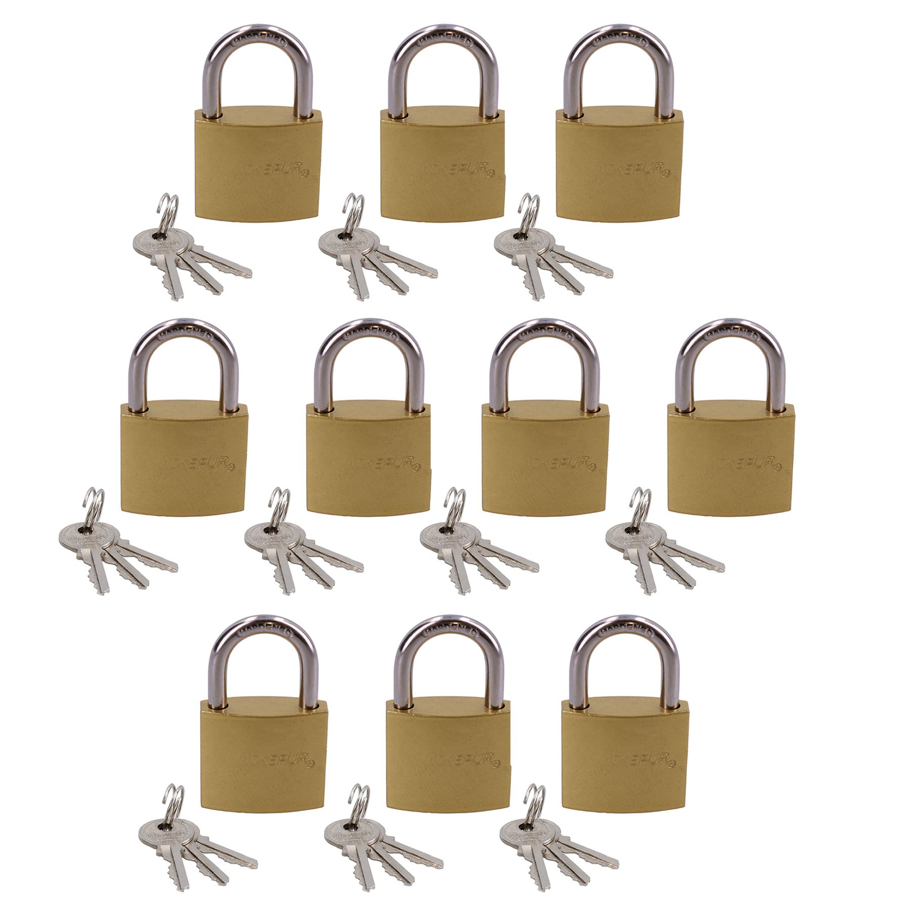 Heavy Duty 38mm Iron Brass Coated Padlock Security Lock Secure 3 Keys - Picture 10 of 12