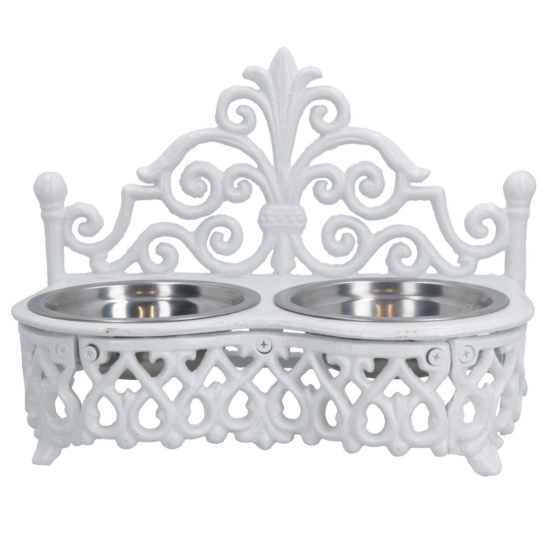 Dog Puppy Cat Feeding Food Bowls Dishes Stainless Steel / Cast Iron Stand - Bild 16 von 19