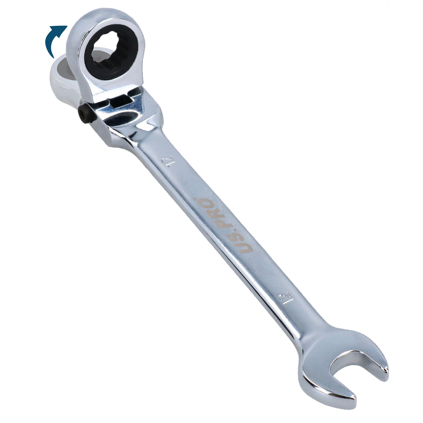 Flexible Headed Ratchet Combination Spanner Wrench with Integrated Lock - Picture 5 of 8