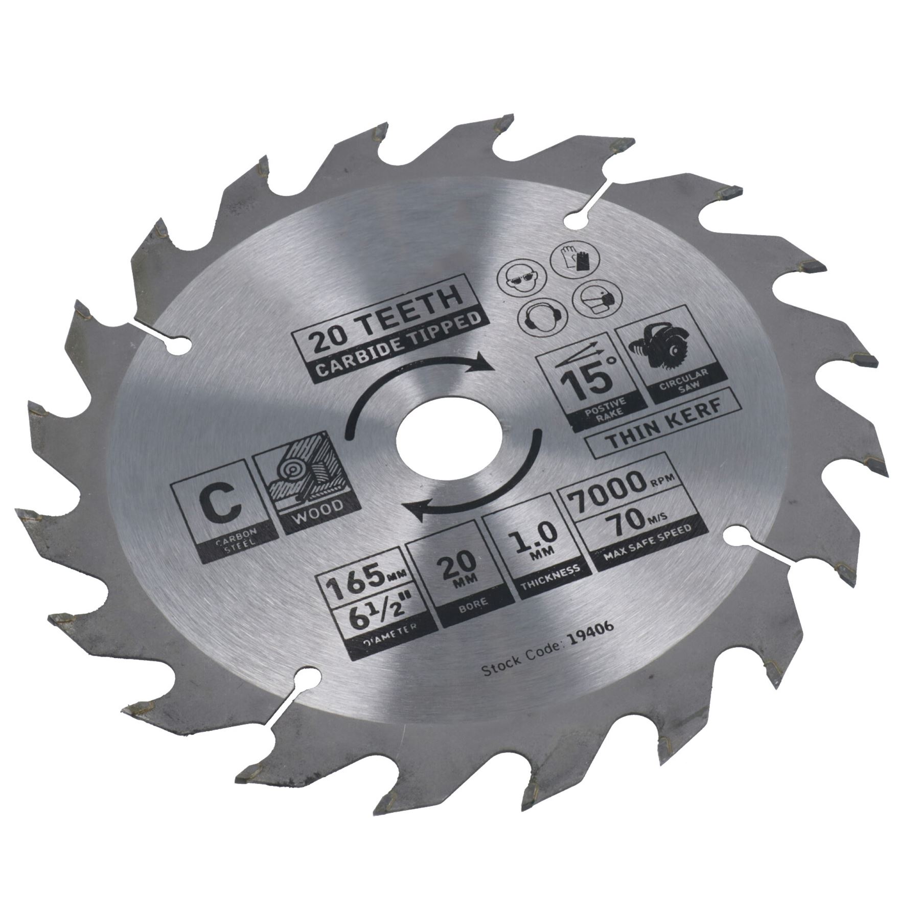 Circular Saw Blade 165mm x 20mm 20 Teeth TCT Coarse Cutting Disc Wood - Imagen 23 de 25