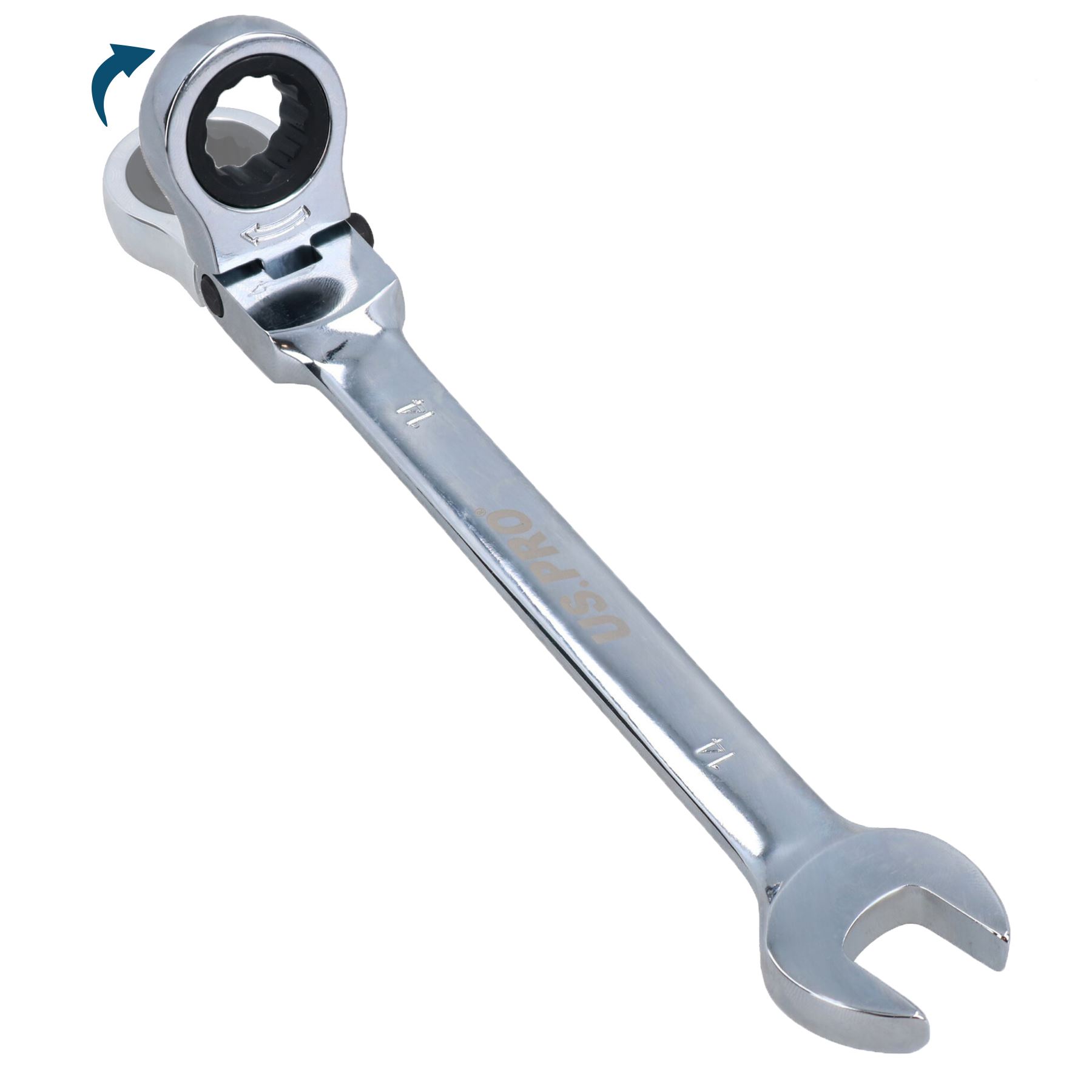 Flexible Headed Ratchet Combination Spanner Wrench with Integrated Lock - Picture 6 of 8