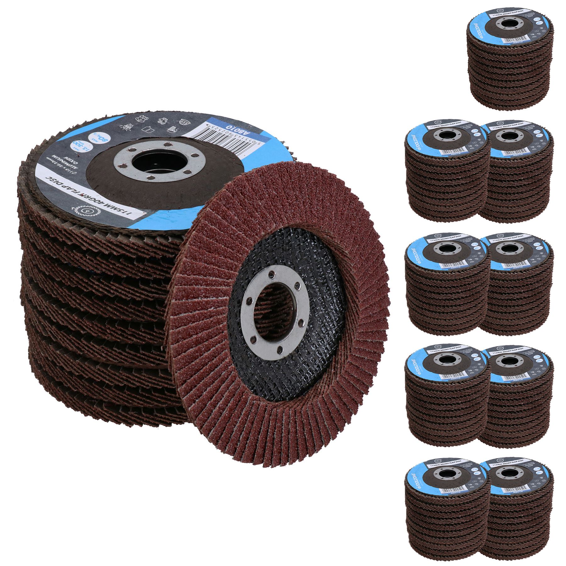 40 Grit Coarse Flap Sanding Grinding Discs For 4.5” (115mm) Angle Grinders - Picture 7 of 8