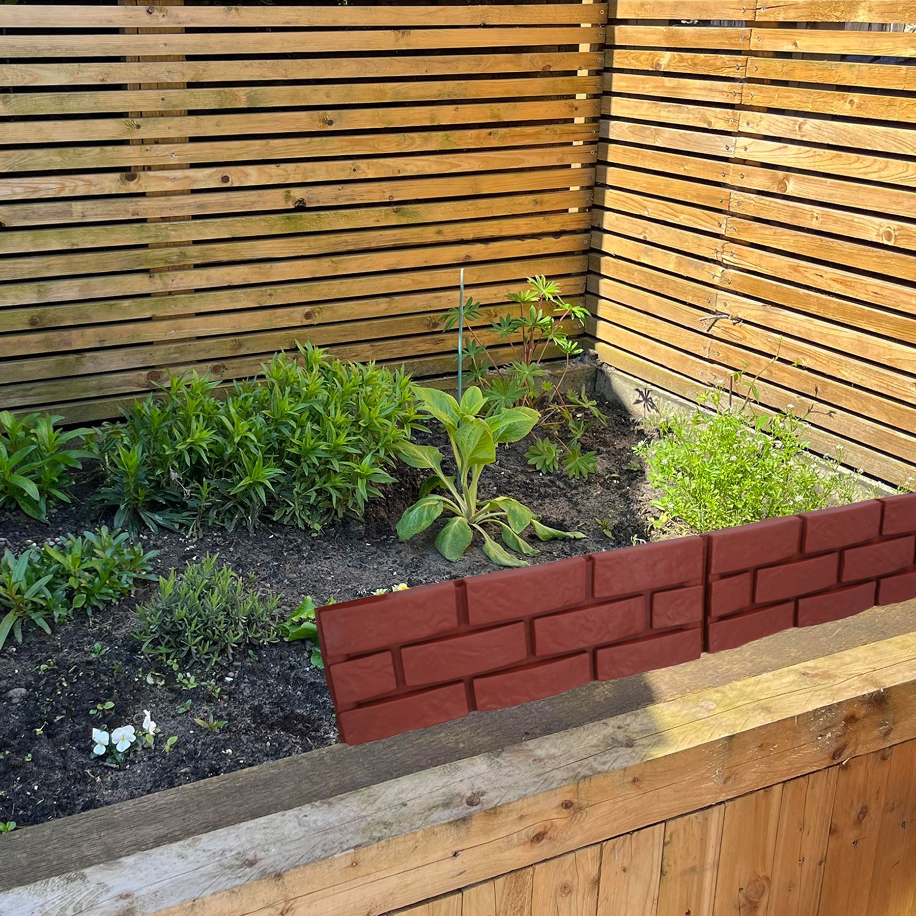 Brick Terracotta Effect Garden Lawn Edging Border Bordering Separator Plastic - Picture 5 of 31