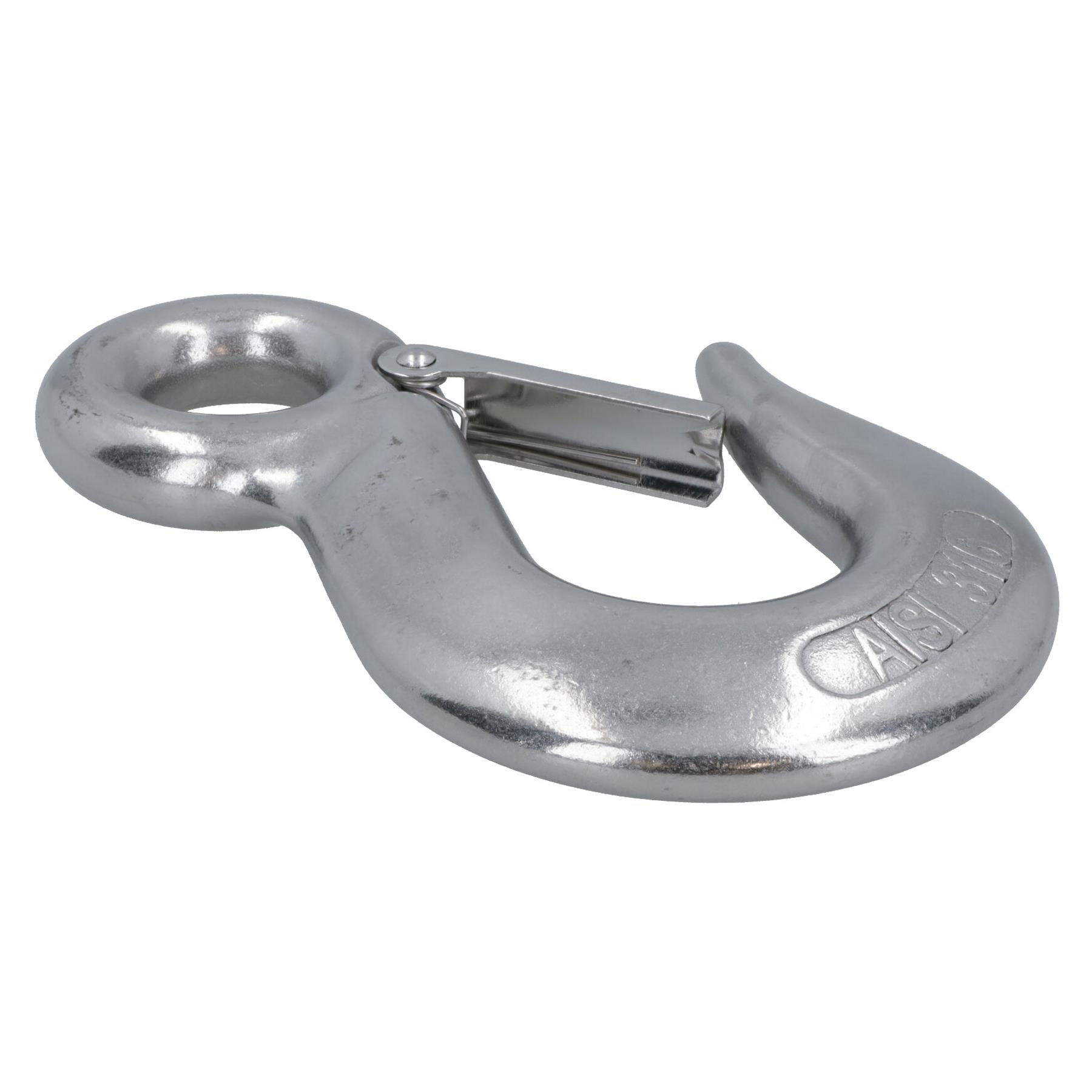 Gancho deslizante ojo de elevación con pestillo de seguridad acero inoxidable 316 para cadena de 5/16 pulgadas - Imagen 4 de 20