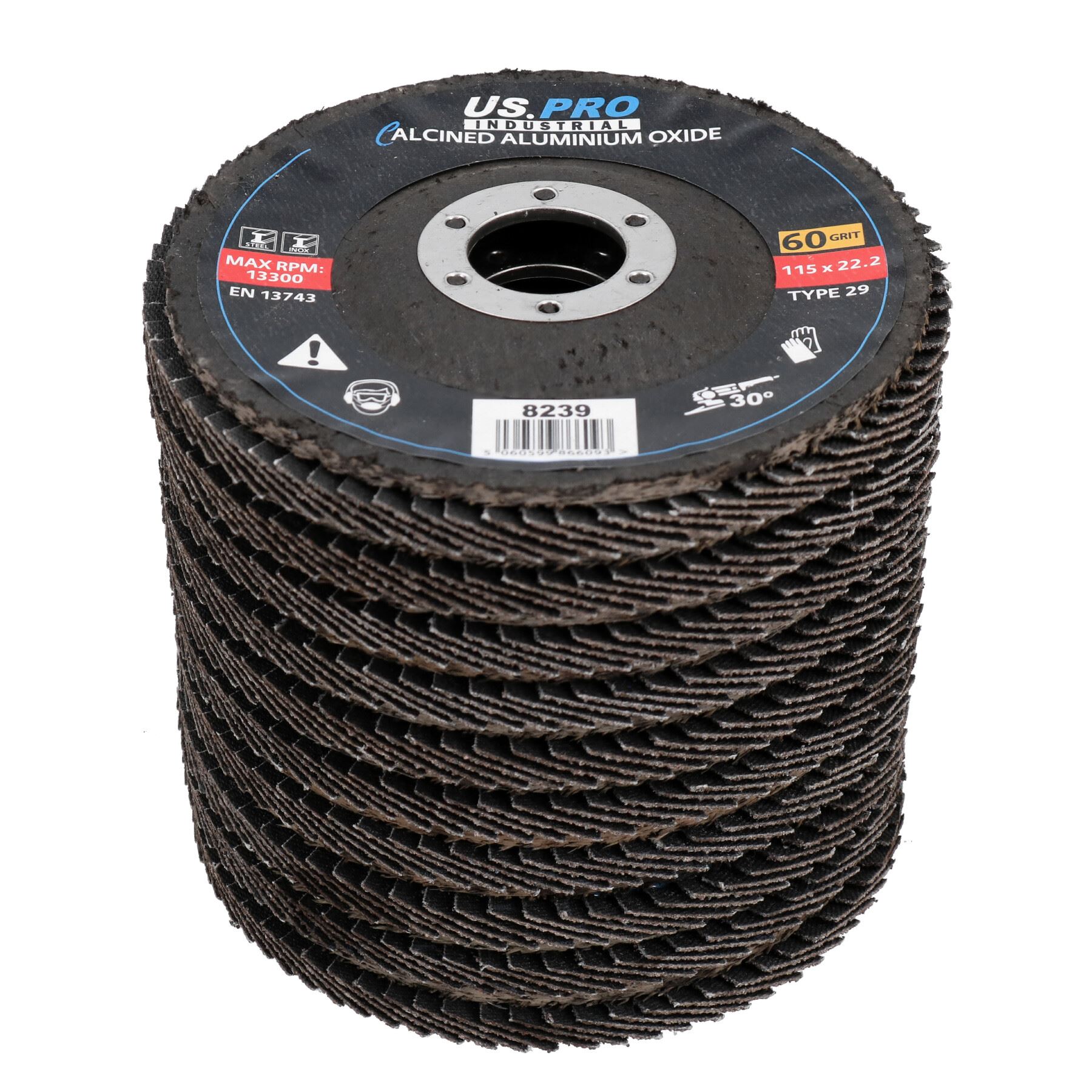 60 Grit Medium Flap Disc Calcined Aluminium Sanding Wheels Discs Type 29 10pk - Picture 3 of 9