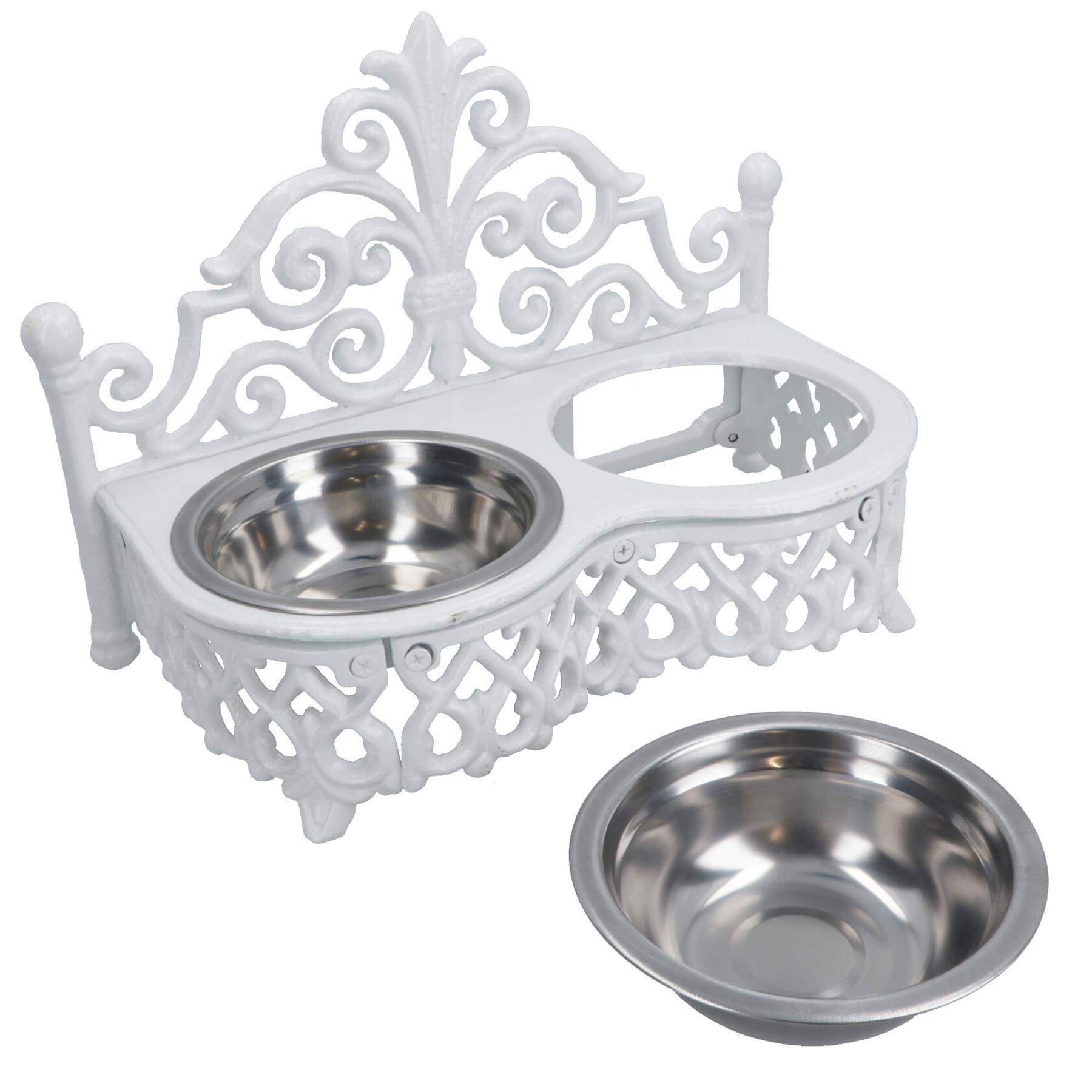 Dog Puppy Cat Feeding Food Bowls Dishes Stainless Steel / Cast Iron Stand - Bild 18 von 19