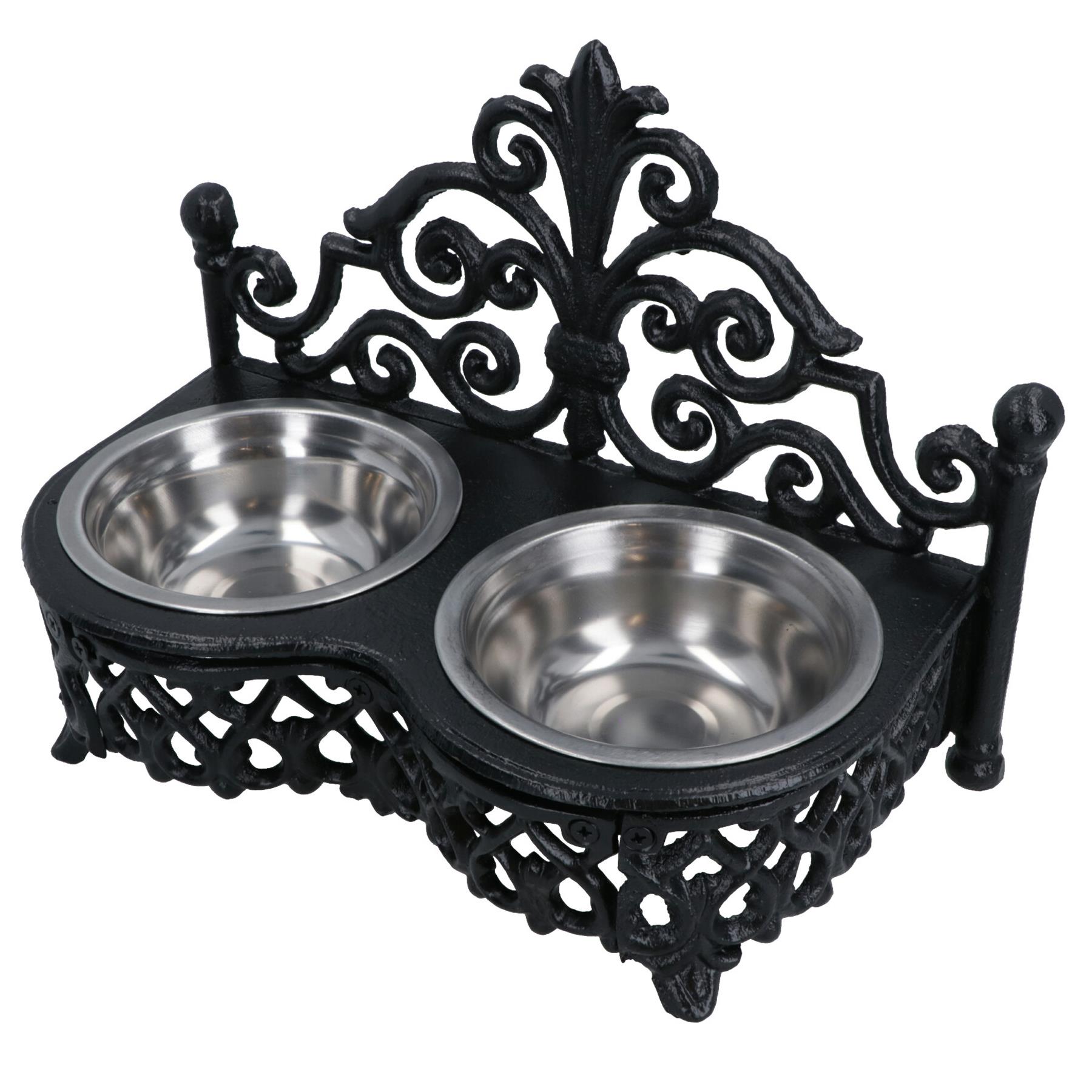 Dog Puppy Cat Feeding Food Bowls Dishes Stainless Steel / Cast Iron Stand - Bild 12 von 19