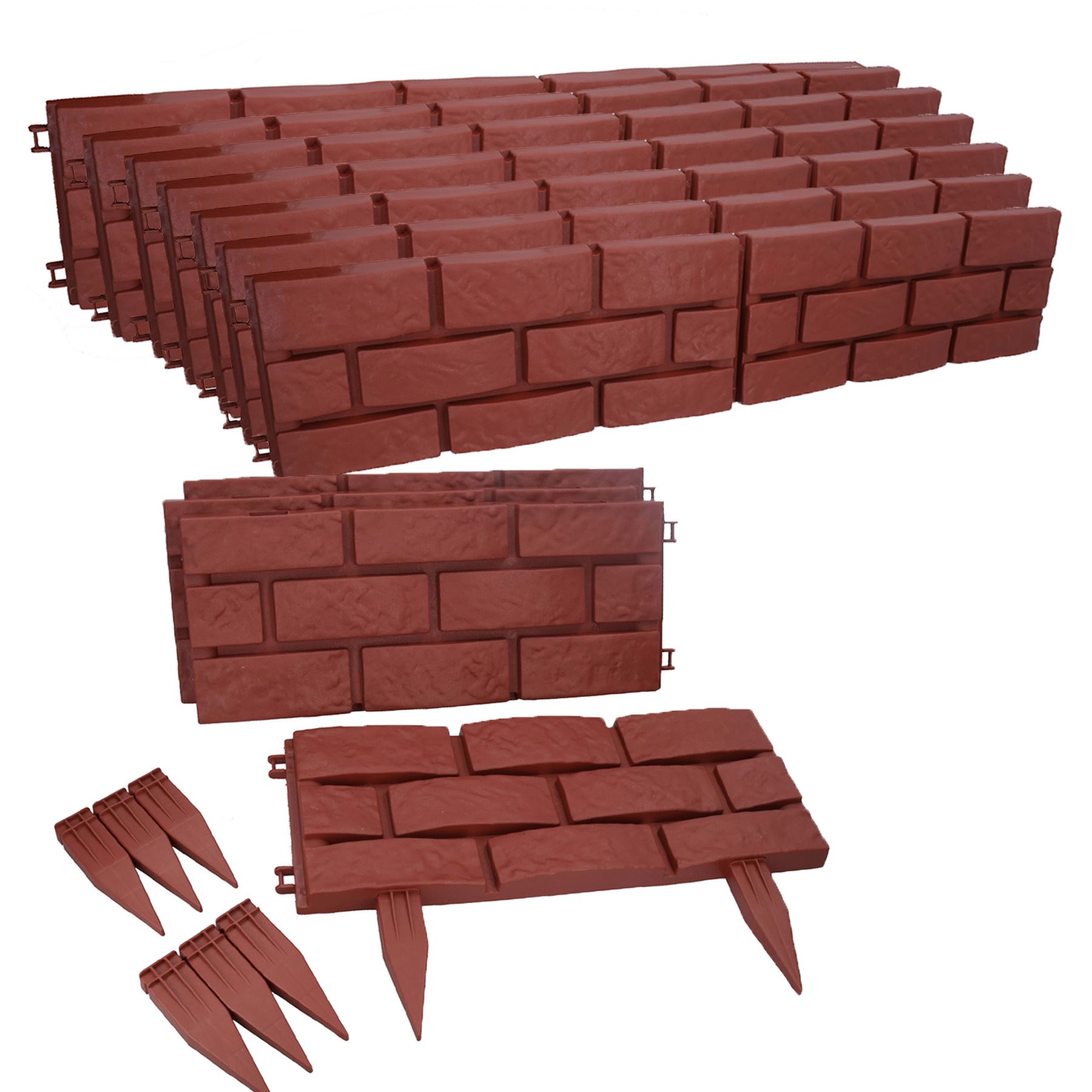 Brick Terracotta Effect Garden Lawn Edging Border Bordering Separator Plastic - Picture 14 of 31