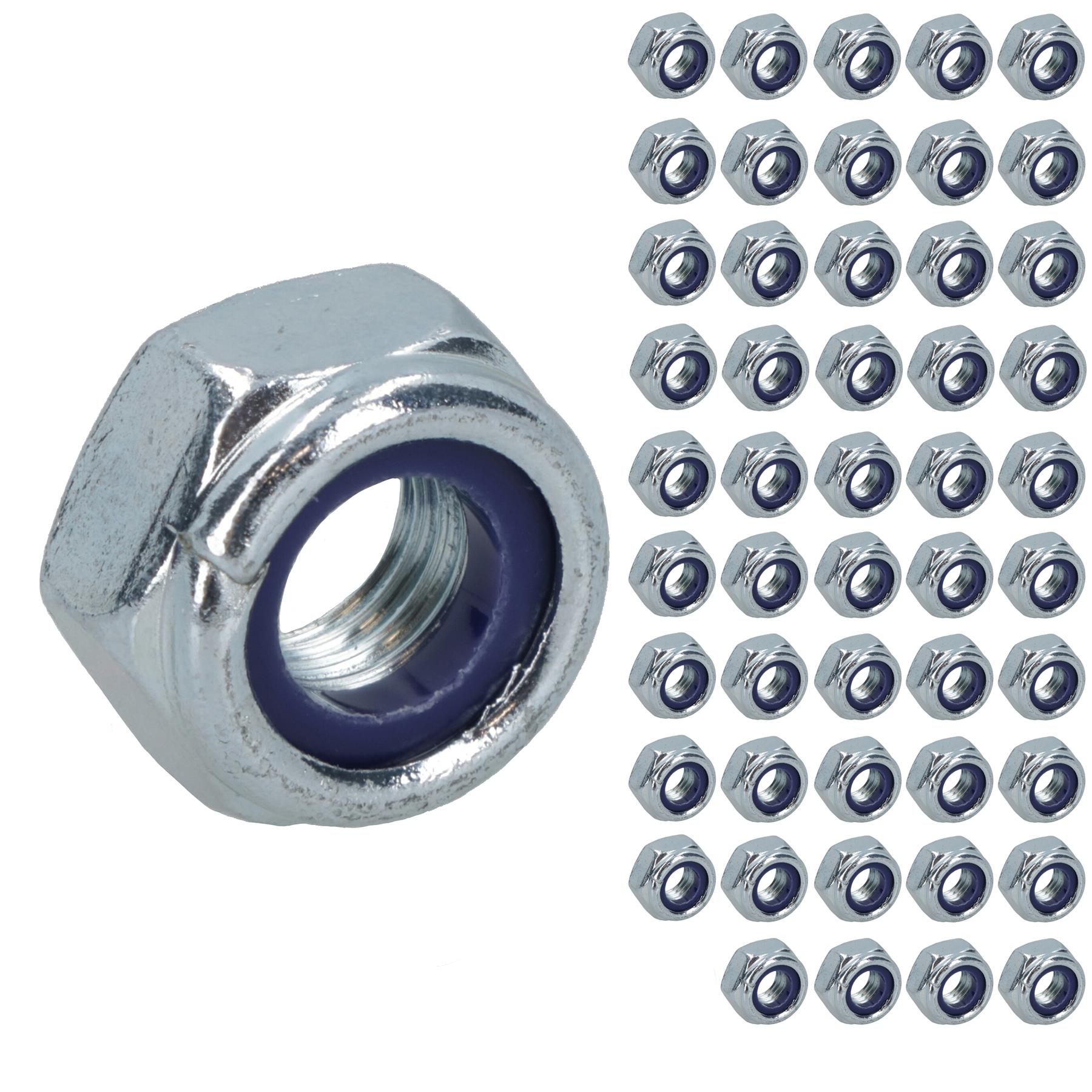 Sujetador de tuercas Nyloc M8 x 1,25 mm tuercas métricas hexagonales grado 8 galvanizado - Imagen 23 de 36