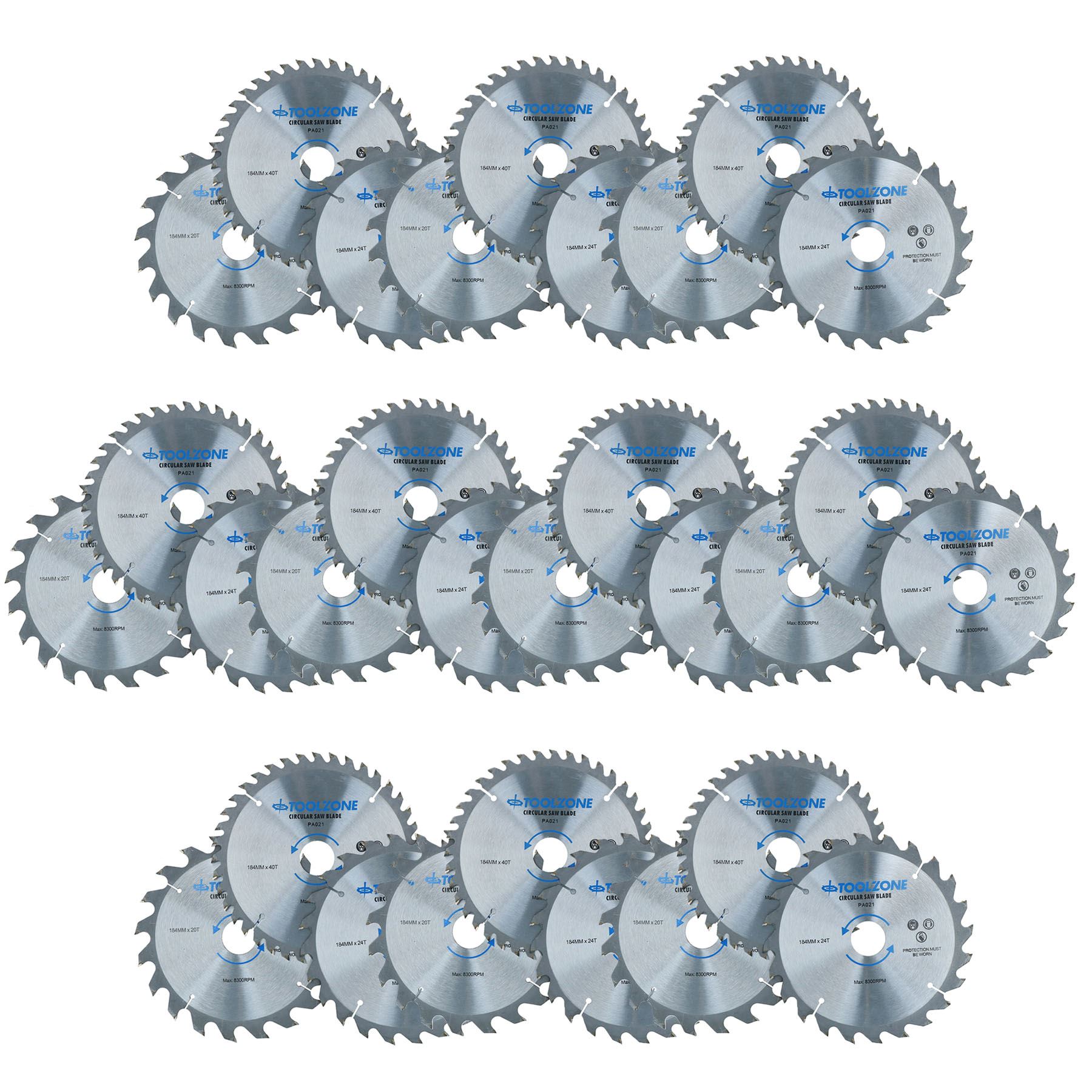 Hojas de sierra circular TCT de 184 mm gruesas - finas 20 24 40 dientes + anillos adaptadores - Imagen 9 de 10