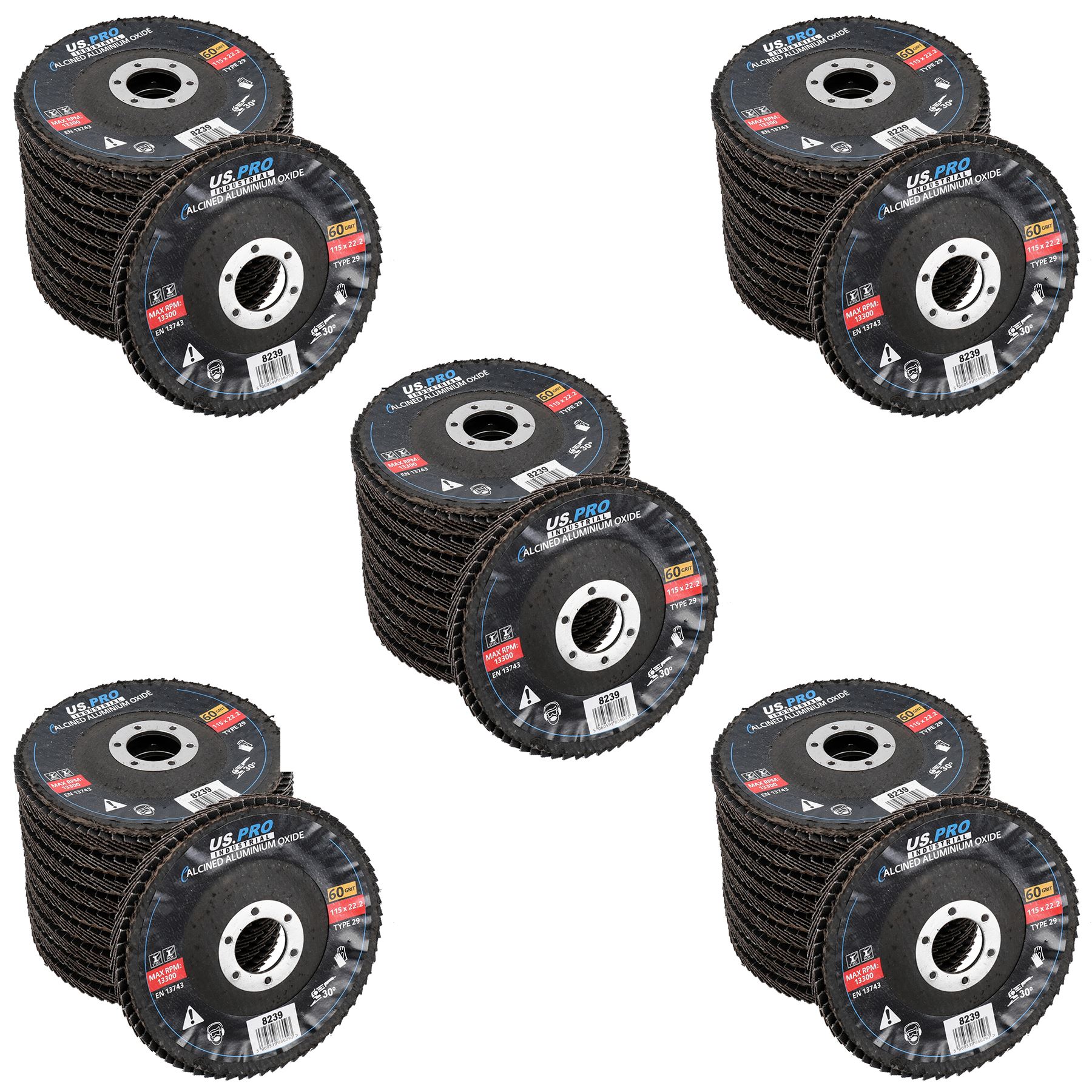 60 Grit Medium Flap Disc Calcined Aluminium Sanding Wheels Discs Type 29 10pk - Picture 7 of 9