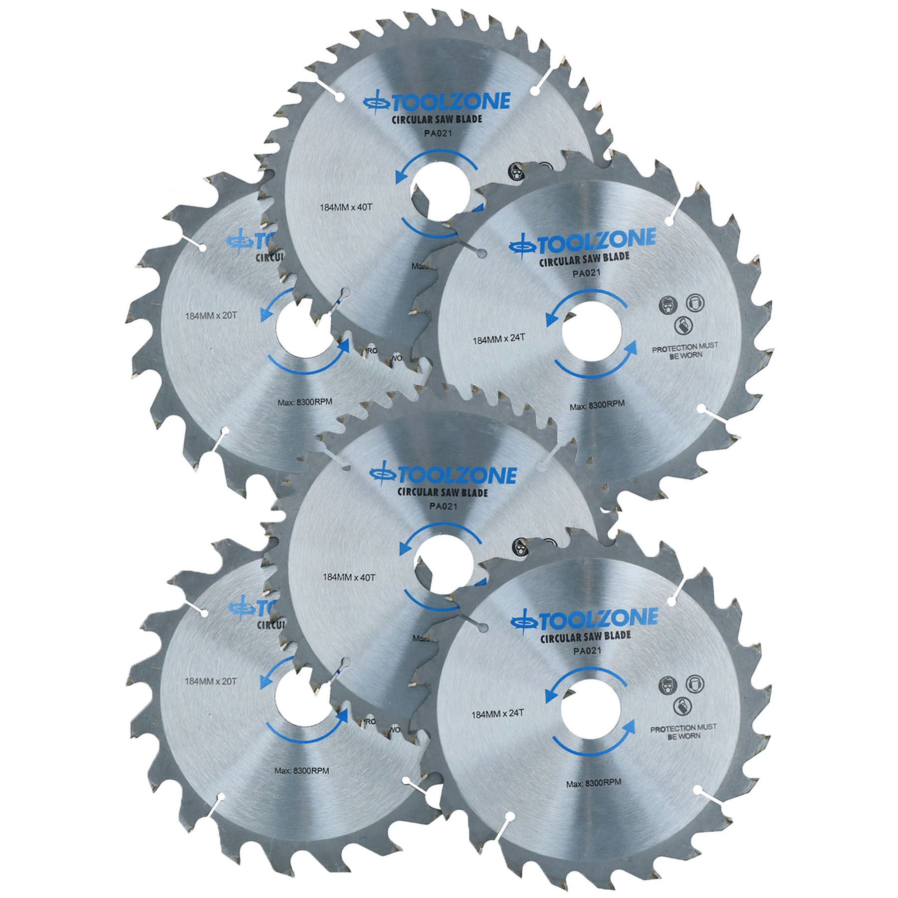 Hojas de sierra circular TCT de 184 mm gruesas - finas 20 24 40 dientes + anillos adaptadores - Imagen 6 de 10