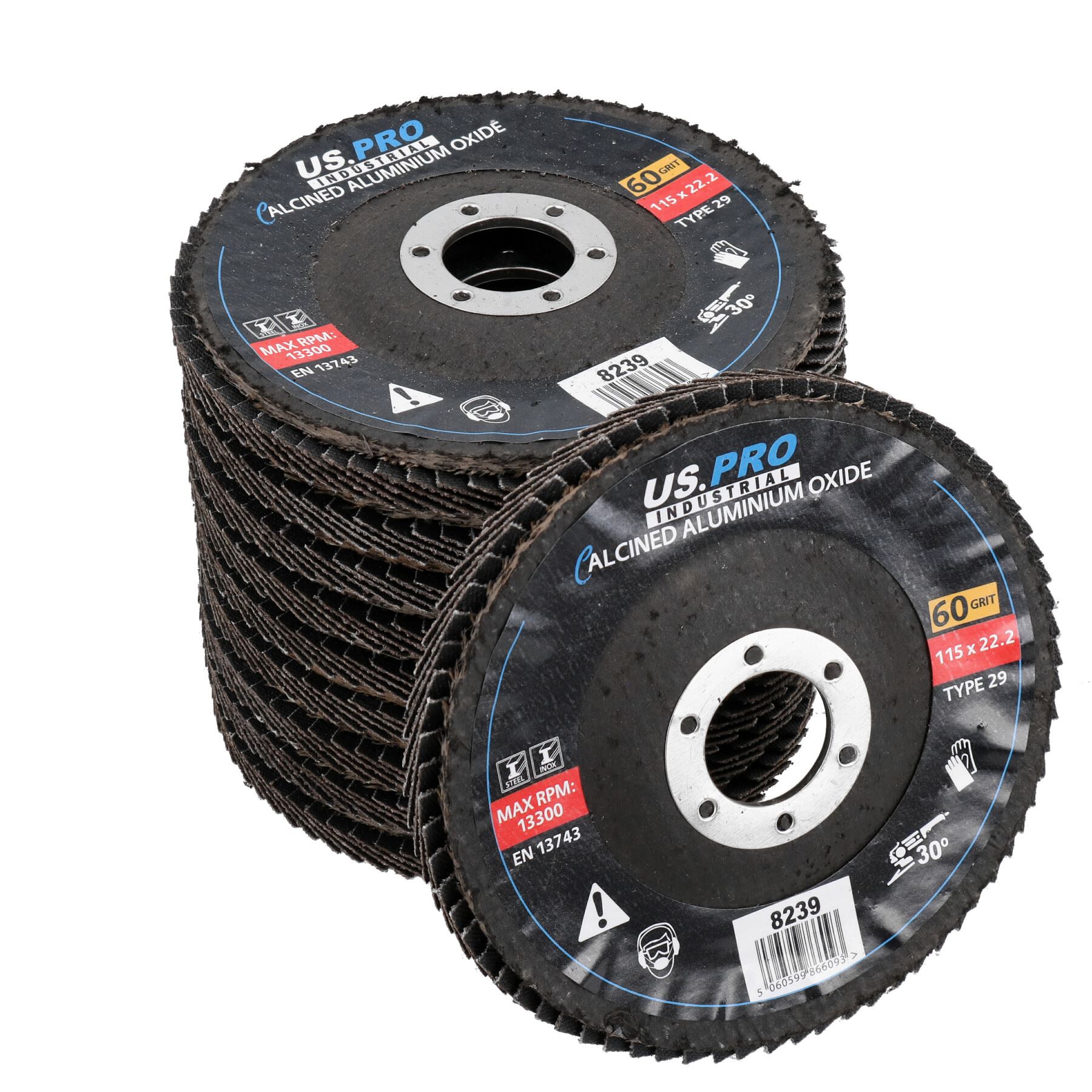 60 Grit Medium Flap Disc Calcined Aluminium Sanding Wheels Discs Type 29 10pk - Picture 2 of 9