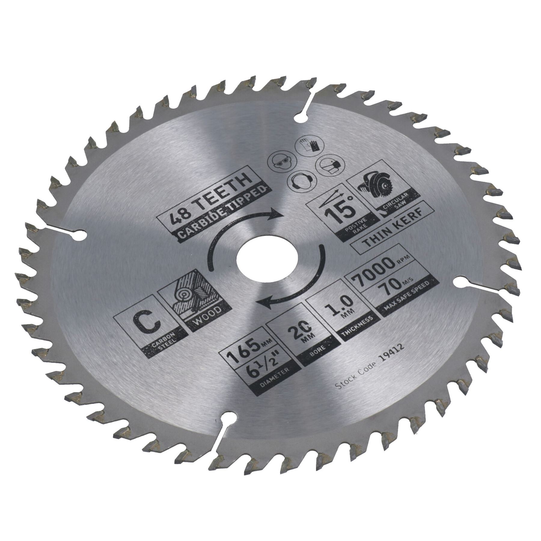 Hoja de sierra circular 165 mm x 16 / 20 mm 48 dientes TCT disco de corte madera - Imagen 8 de 25