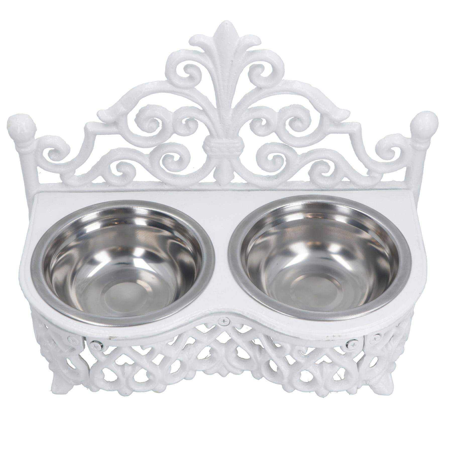 Dog Puppy Cat Feeding Food Bowls Dishes Stainless Steel / Cast Iron Stand - Bild 17 von 19