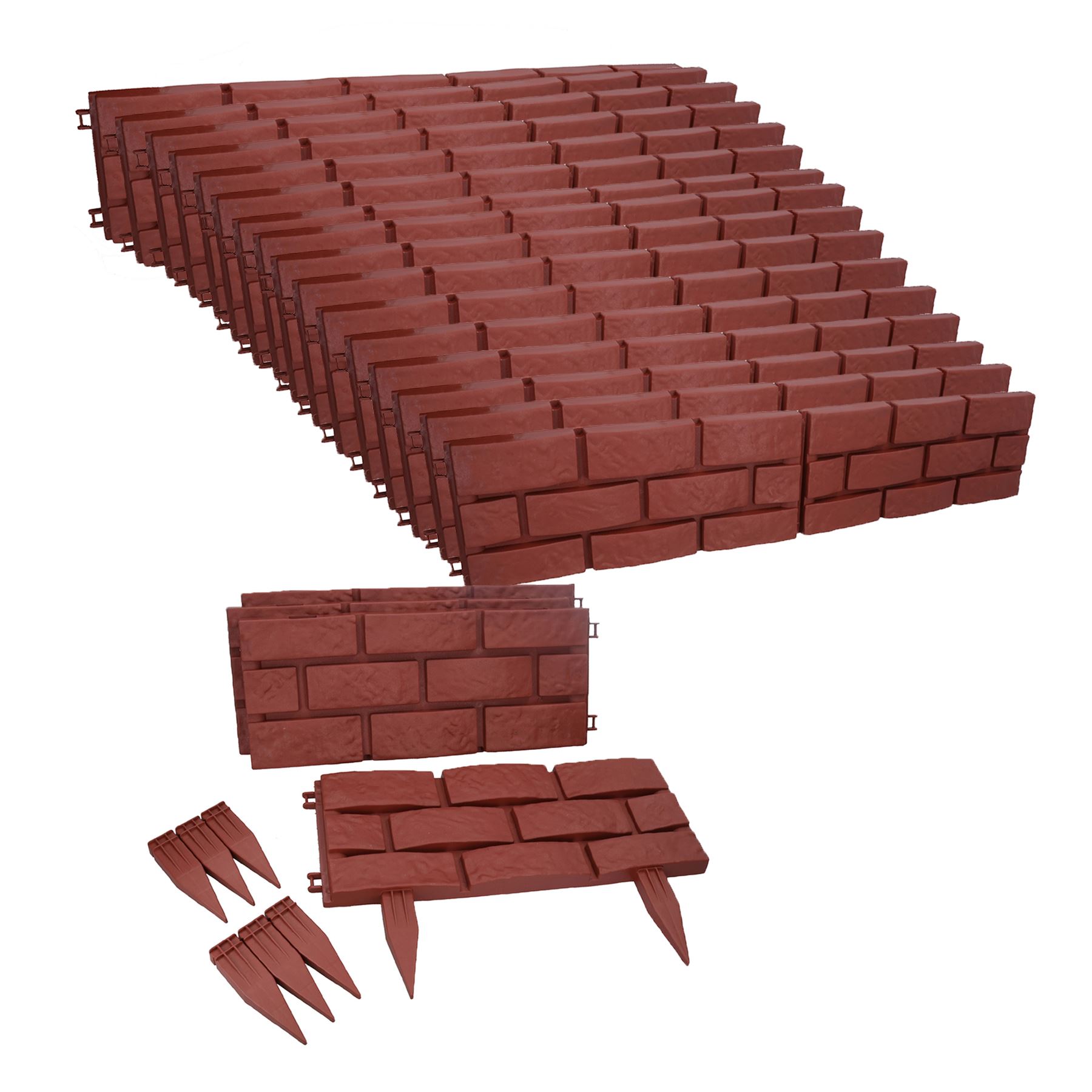 Brick Terracotta Effect Garden Lawn Edging Border Bordering Separator Plastic - Picture 26 of 31