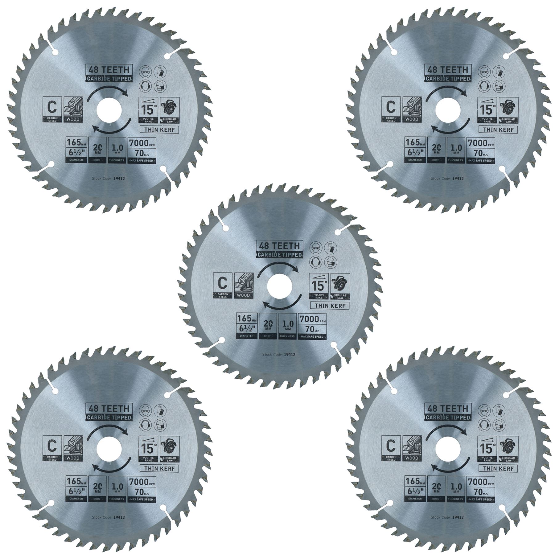 Hoja de sierra circular 165 mm x 16 / 20 mm 48 dientes TCT disco de corte madera - Imagen 16 de 25