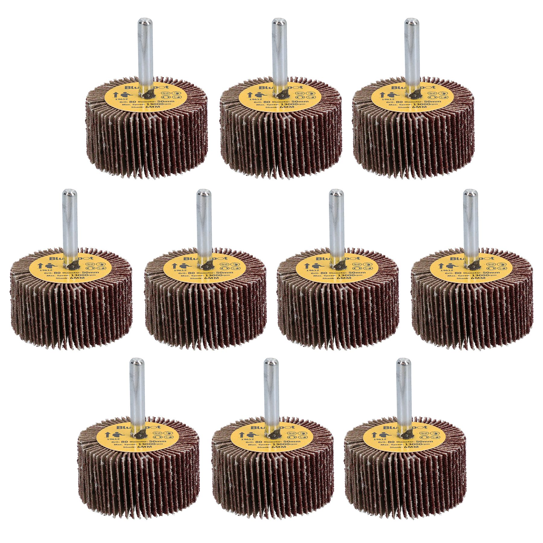 80 Grit 50mm Flap Wheel Disc Abrasive Sanding Pads For Drills 6mm Shank