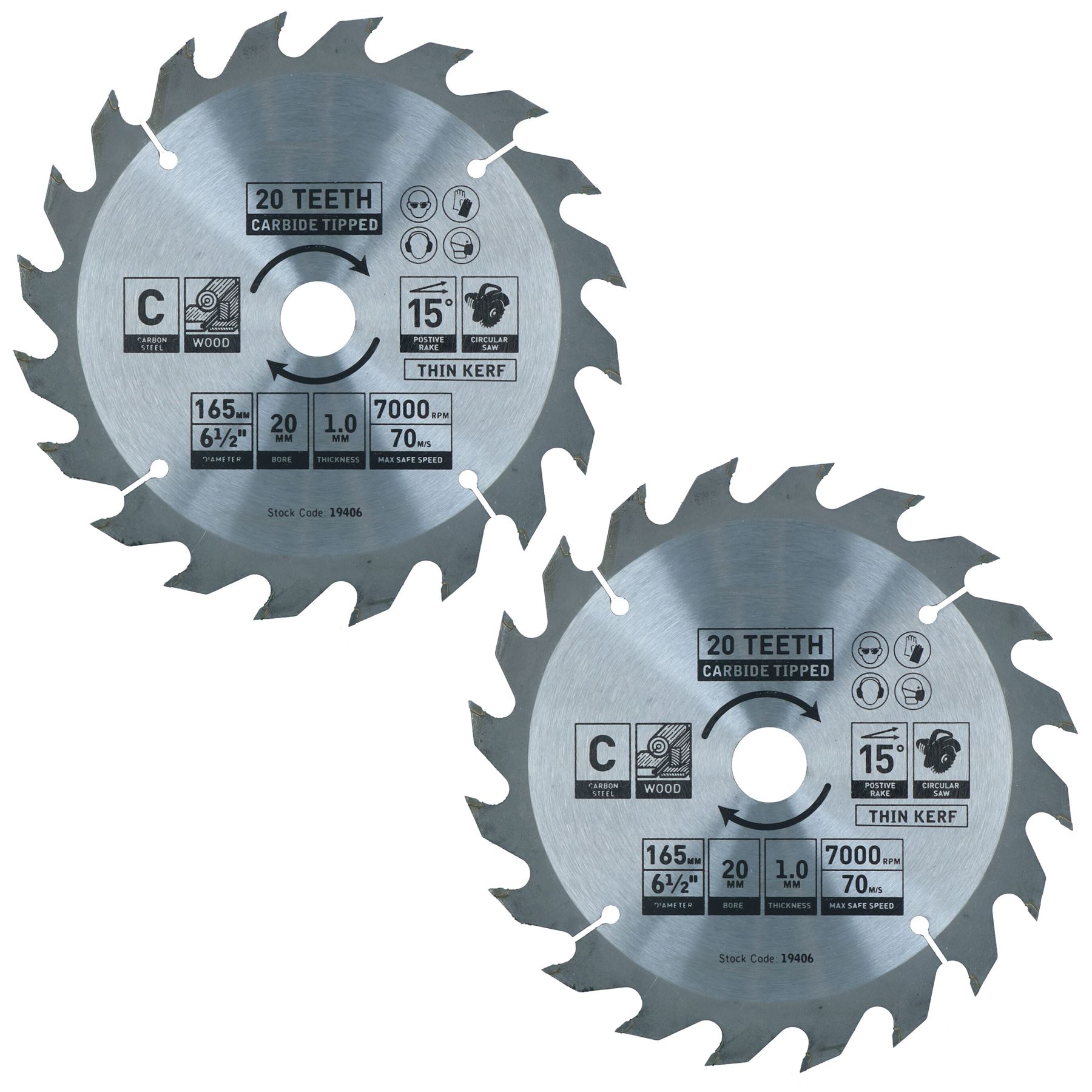 Circular Saw Blade 165mm x 20mm 20 Teeth TCT Coarse Cutting Disc Wood - Imagen 11 de 25