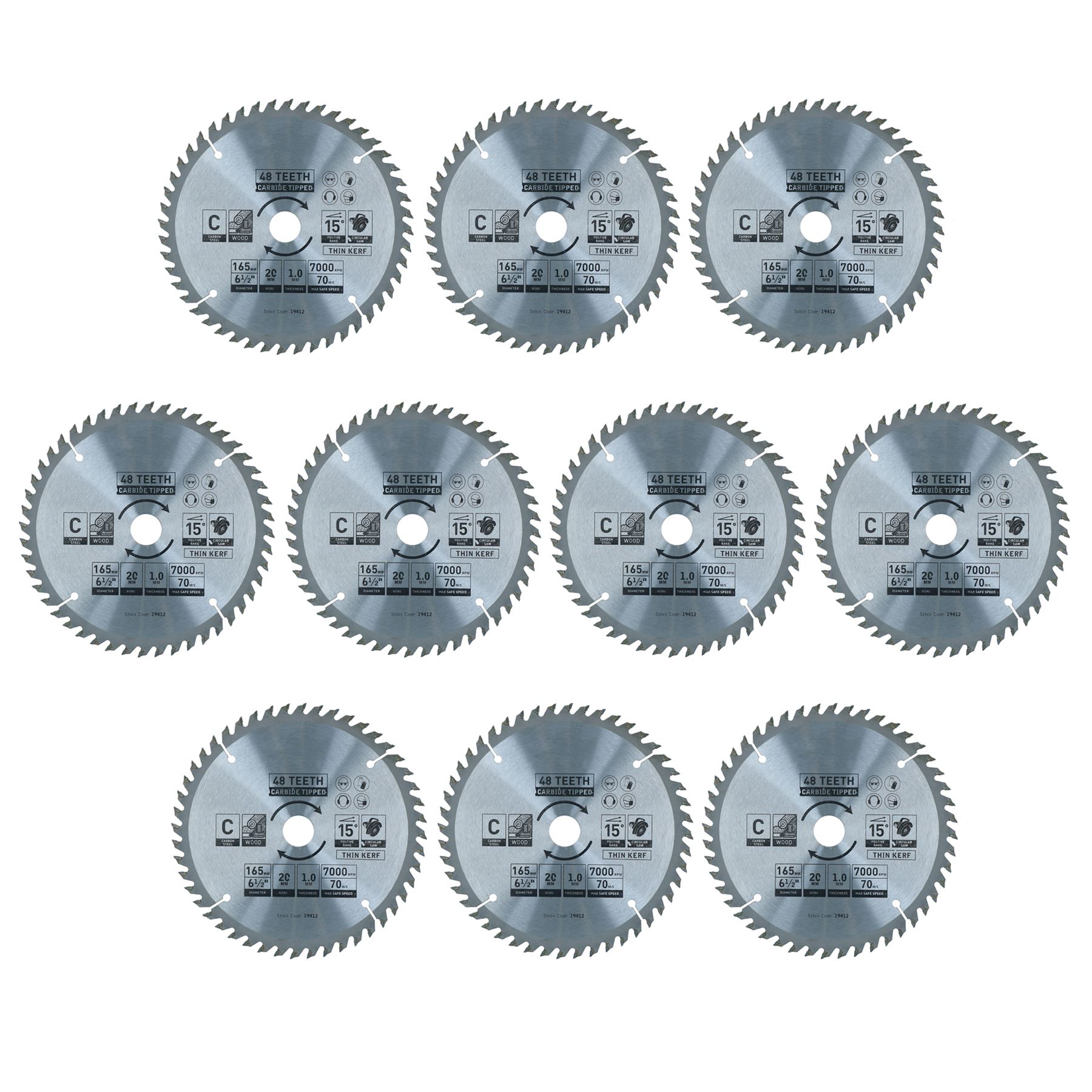 Hoja de sierra circular 165 mm x 16 / 20 mm 48 dientes TCT disco de corte madera - Imagen 21 de 25
