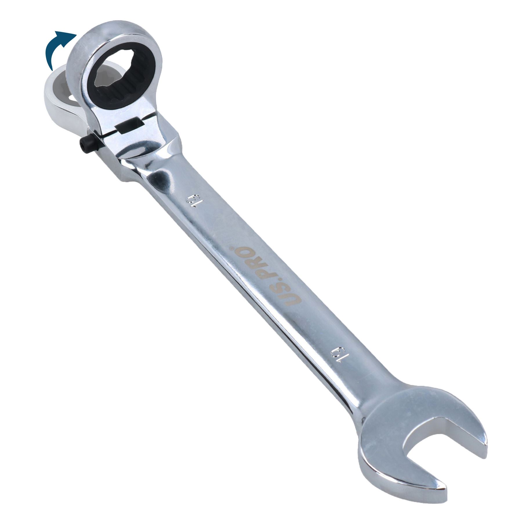 Flexible Headed Ratchet Combination Spanner Wrench with Integrated Lock - Picture 8 of 8