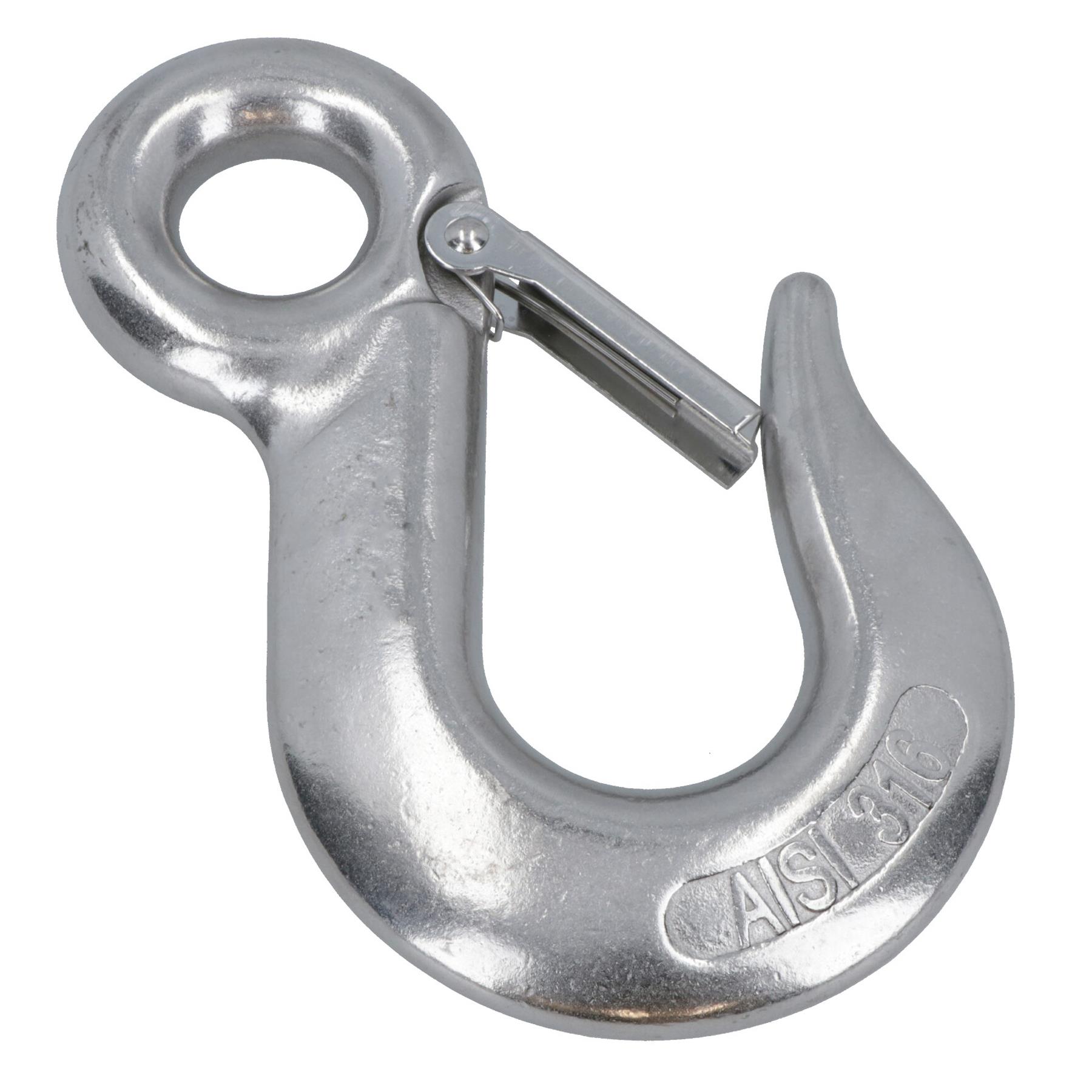 Gancho deslizante ojo de elevación con pestillo de seguridad acero inoxidable 316 para cadena de 5/16 pulgadas - Imagen 11 de 20