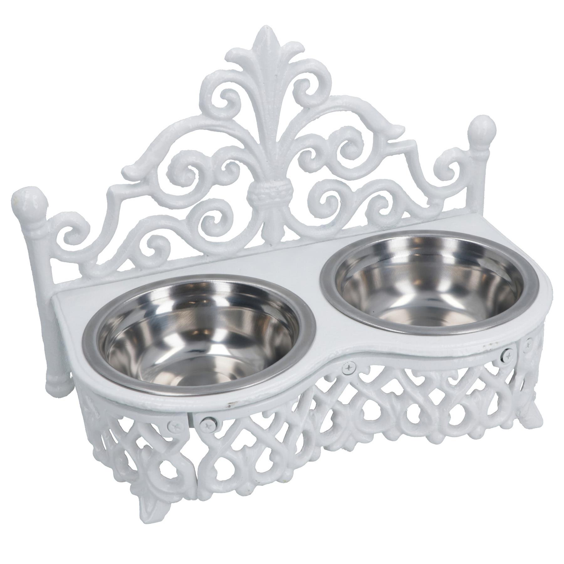 Dog Puppy Cat Feeding Food Bowls Dishes Stainless Steel / Cast Iron Stand - Bild 14 von 19