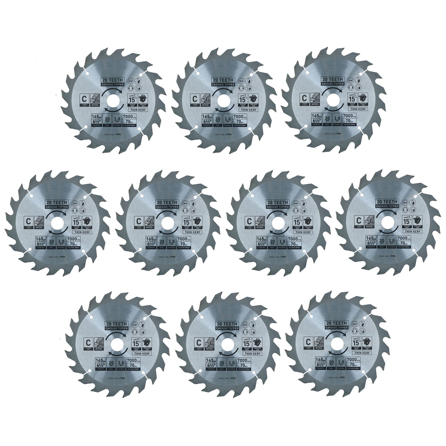 Circular Saw Blade 165mm x 20mm 20 Teeth TCT Coarse Cutting Disc Wood - Imagen 21 de 25