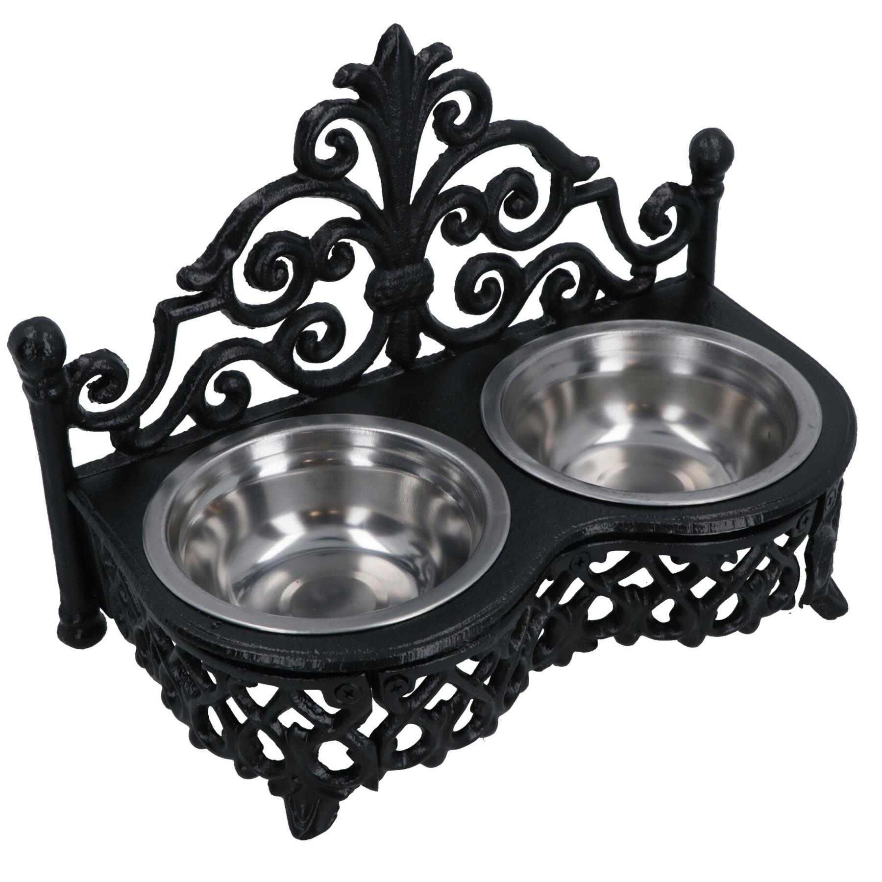 Dog Puppy Cat Feeding Food Bowls Dishes Stainless Steel / Cast Iron Stand - Bild 8 von 19