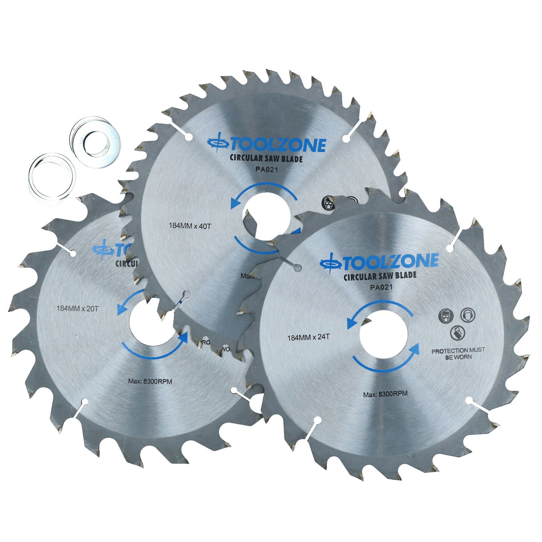 Hojas de sierra circular TCT de 184 mm gruesas - finas 20 24 40 dientes + anillos adaptadores - Imagen 2 de 10