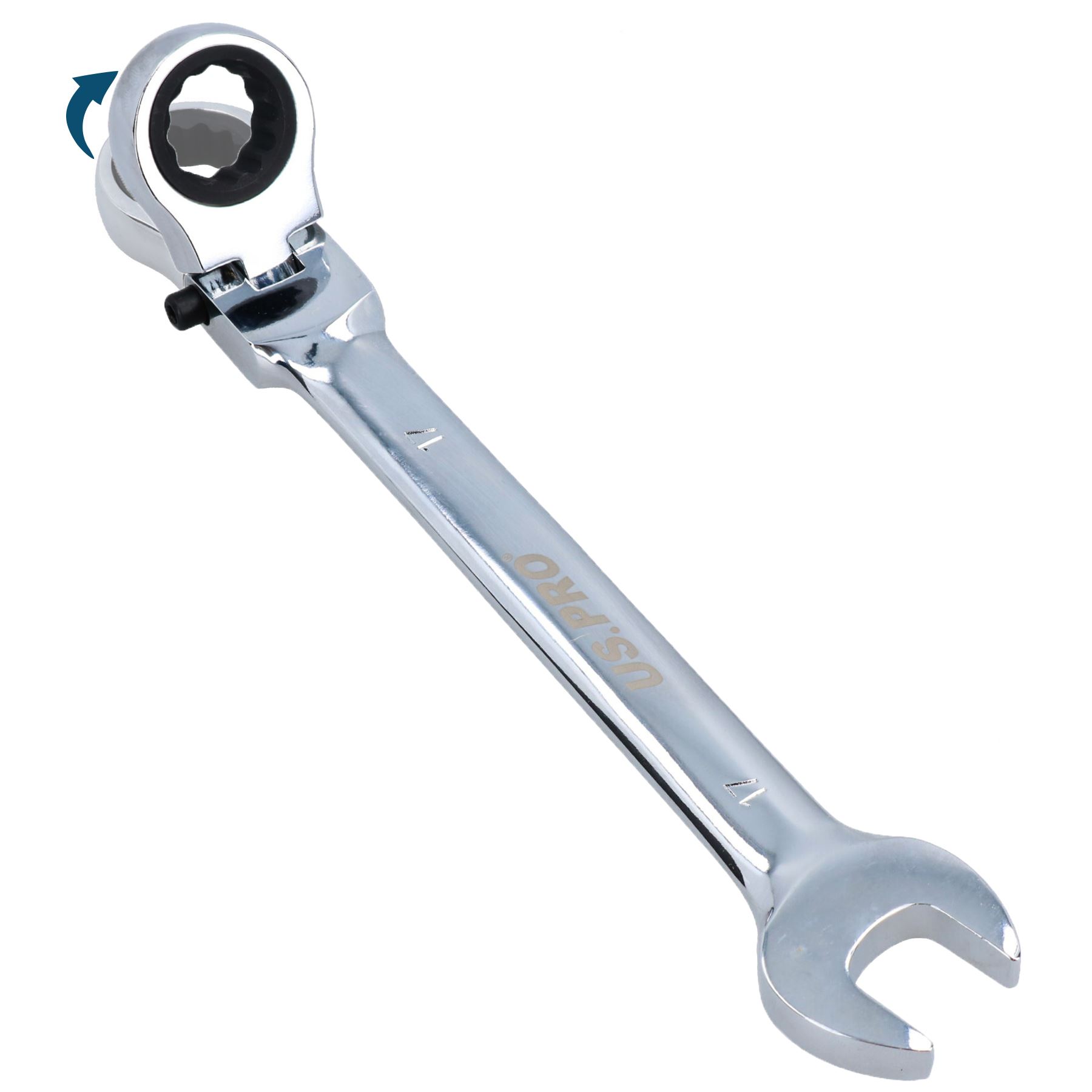 Flexible Headed Ratchet Combination Spanner Wrench with Integrated Lock - Picture 7 of 8