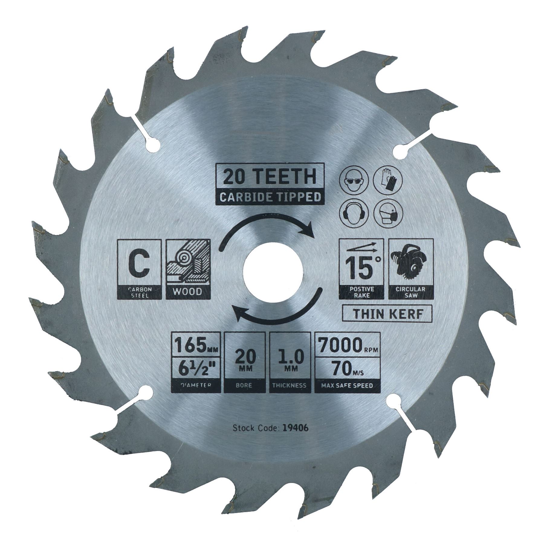 Circular Saw Blade 165mm x 20mm 20 Teeth TCT Coarse Cutting Disc Wood - Imagen 6 de 25