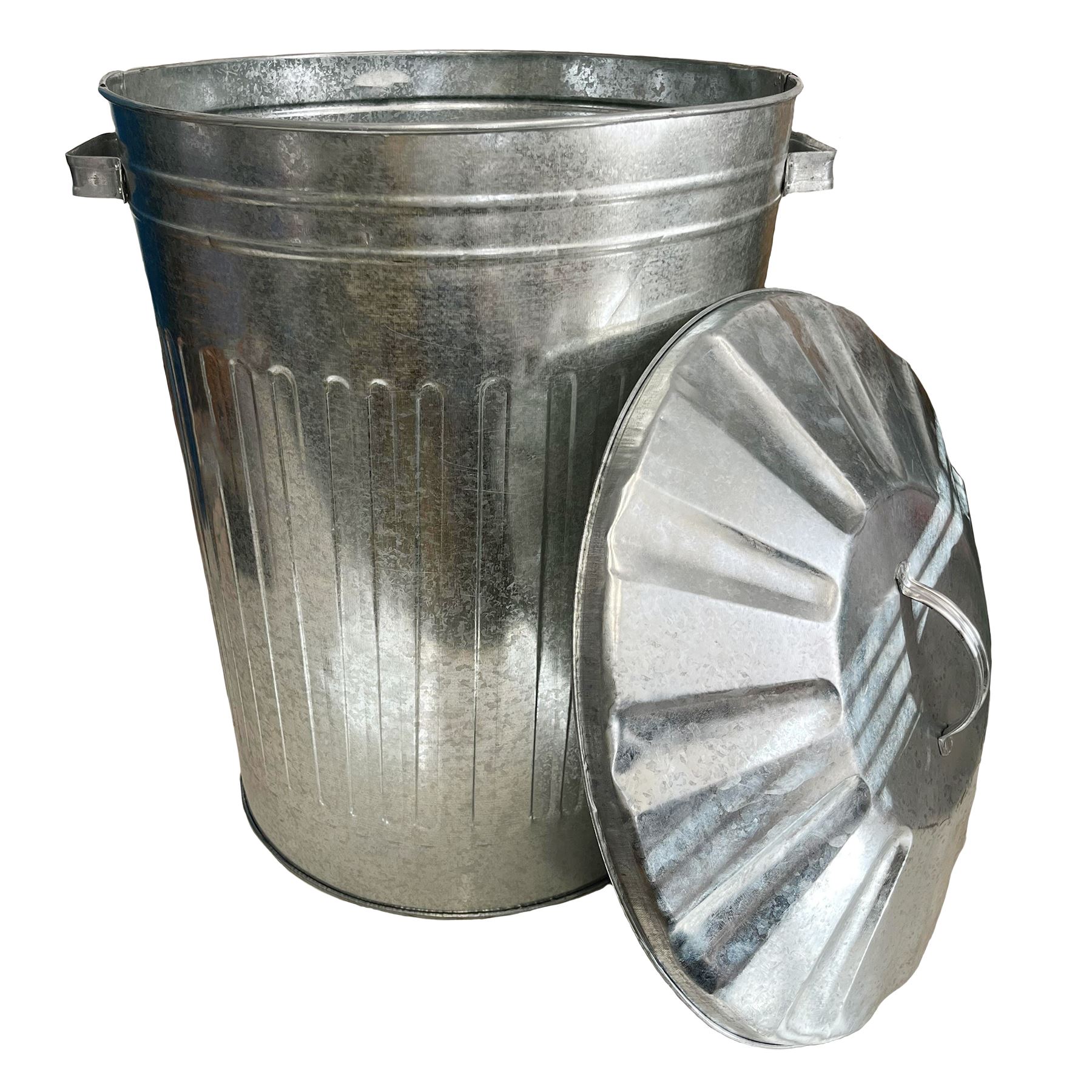 Large Metal Galvanised Bin with Lid + Handles Waste and Animal Feed Storage - Produktbild 2