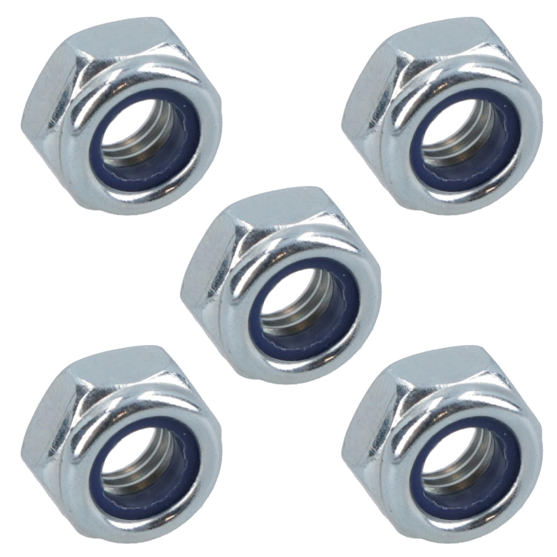 Sujetador de tuercas Nyloc M5 x 0,8 mm tuercas métricas hexagonales grado 8 galvanizado - Imagen 2 de 36