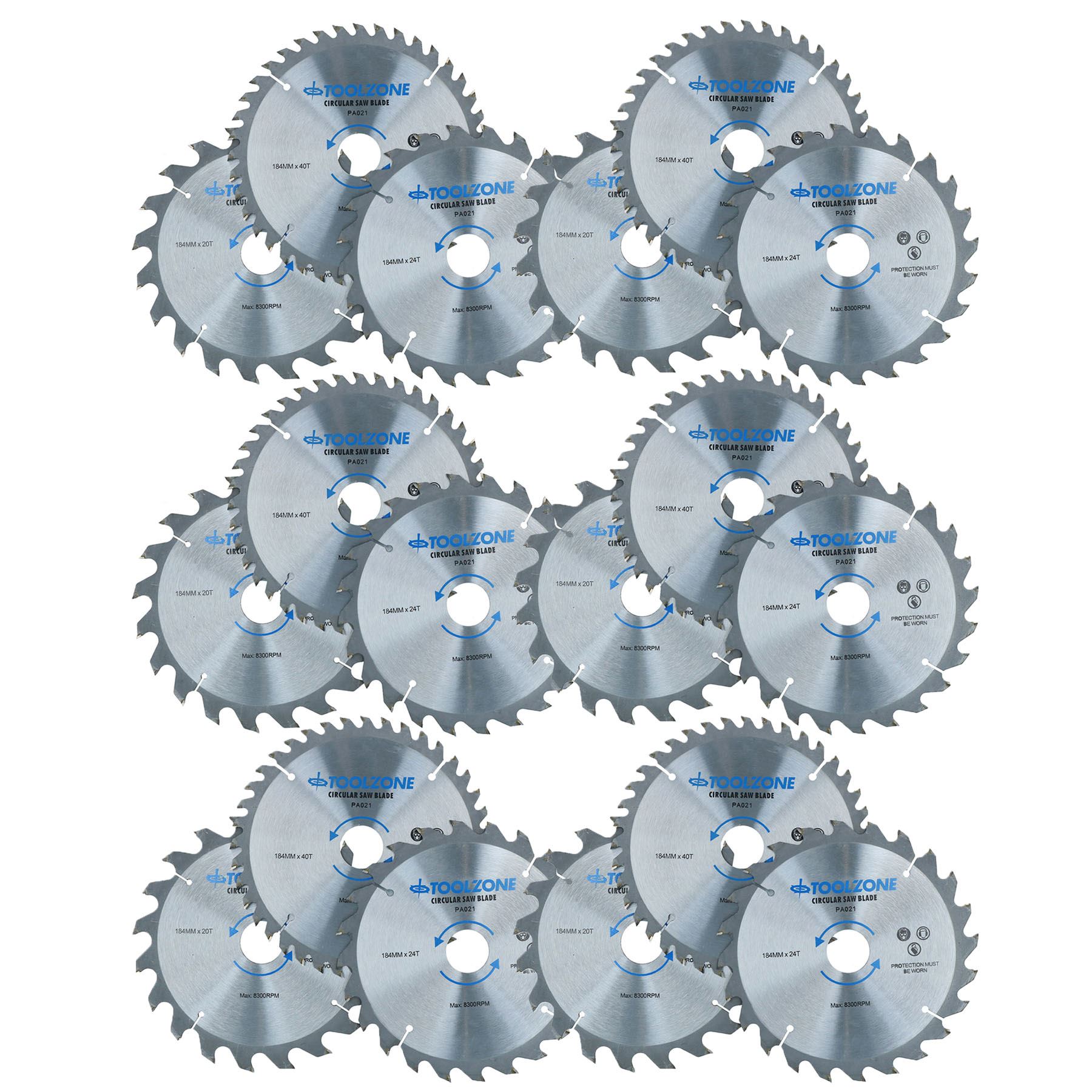 Hojas de sierra circular TCT de 184 mm gruesas - finas 20 24 40 dientes + anillos adaptadores - Imagen 8 de 10