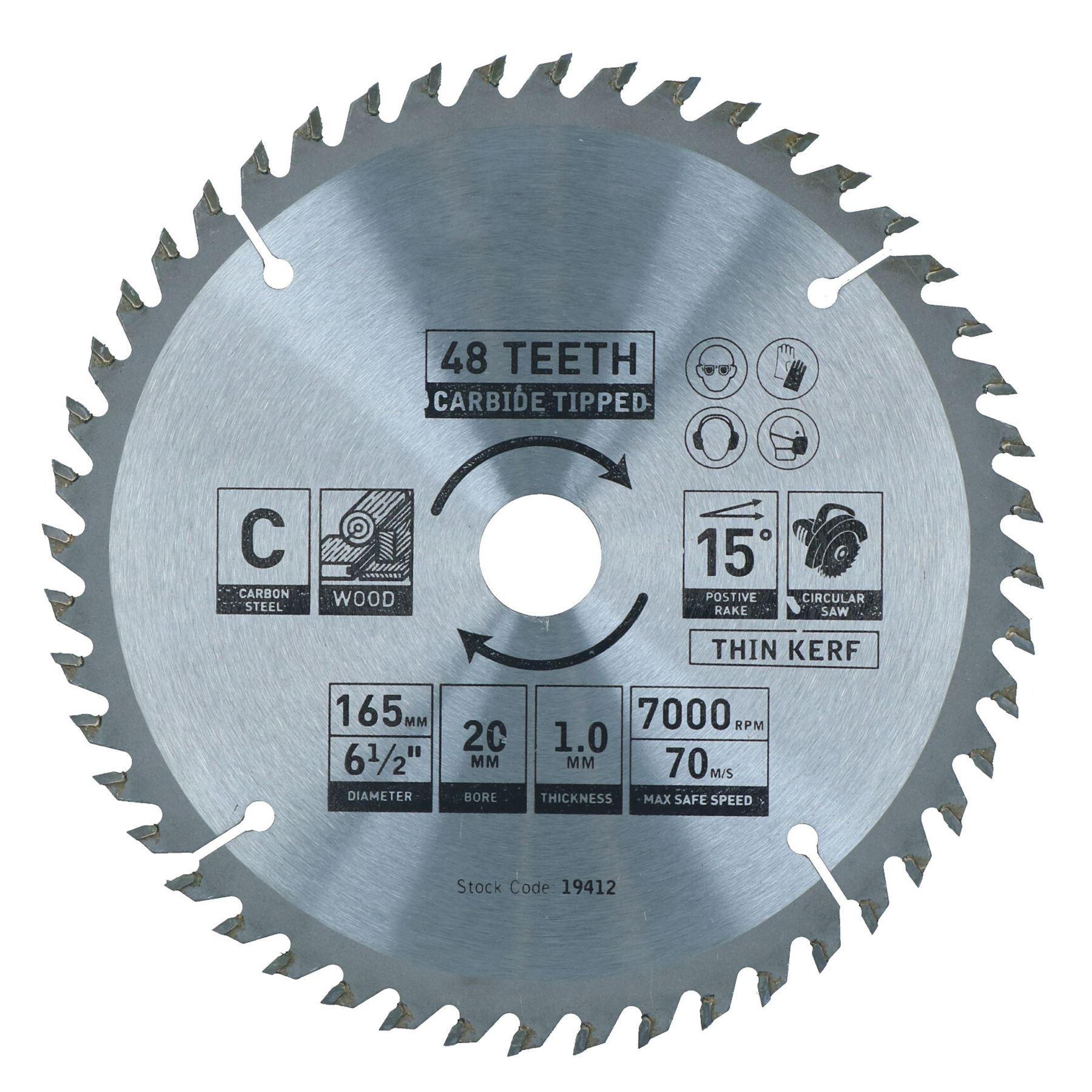 Hoja de sierra circular 165 mm x 16 / 20 mm 48 dientes TCT disco de corte madera - Imagen 6 de 25