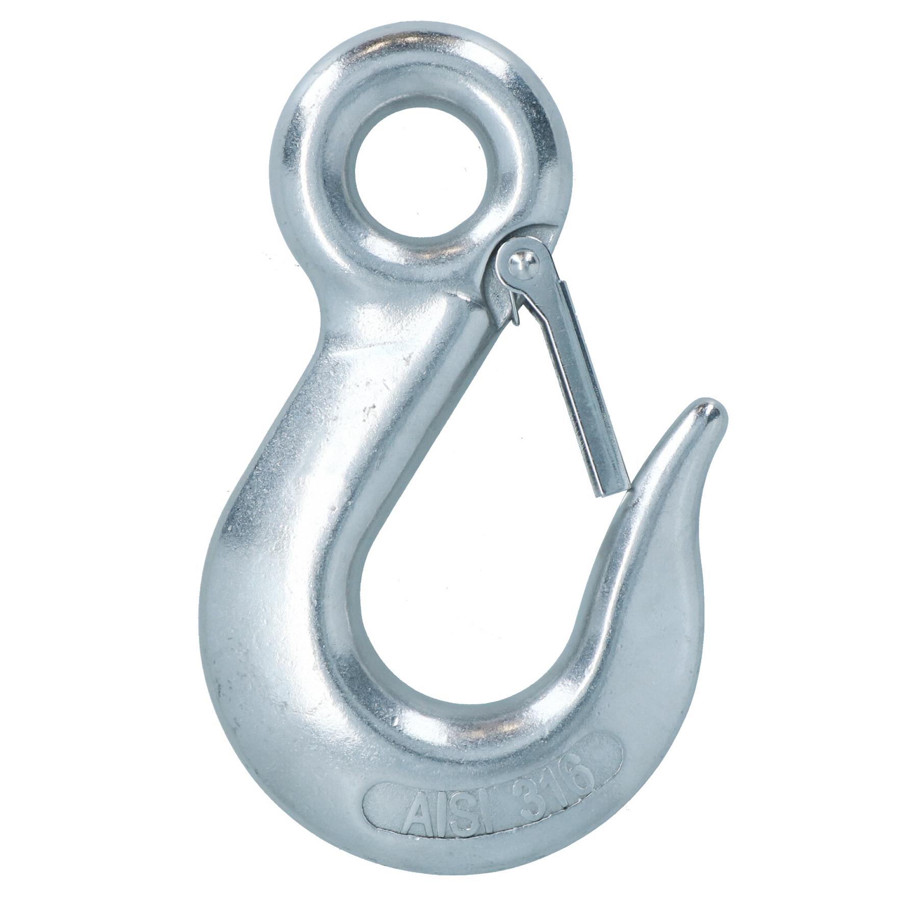 Gancho deslizante ojo de elevación con pestillo de seguridad acero inoxidable 316 para cadena de 5/16 pulgadas - Imagen 3 de 20