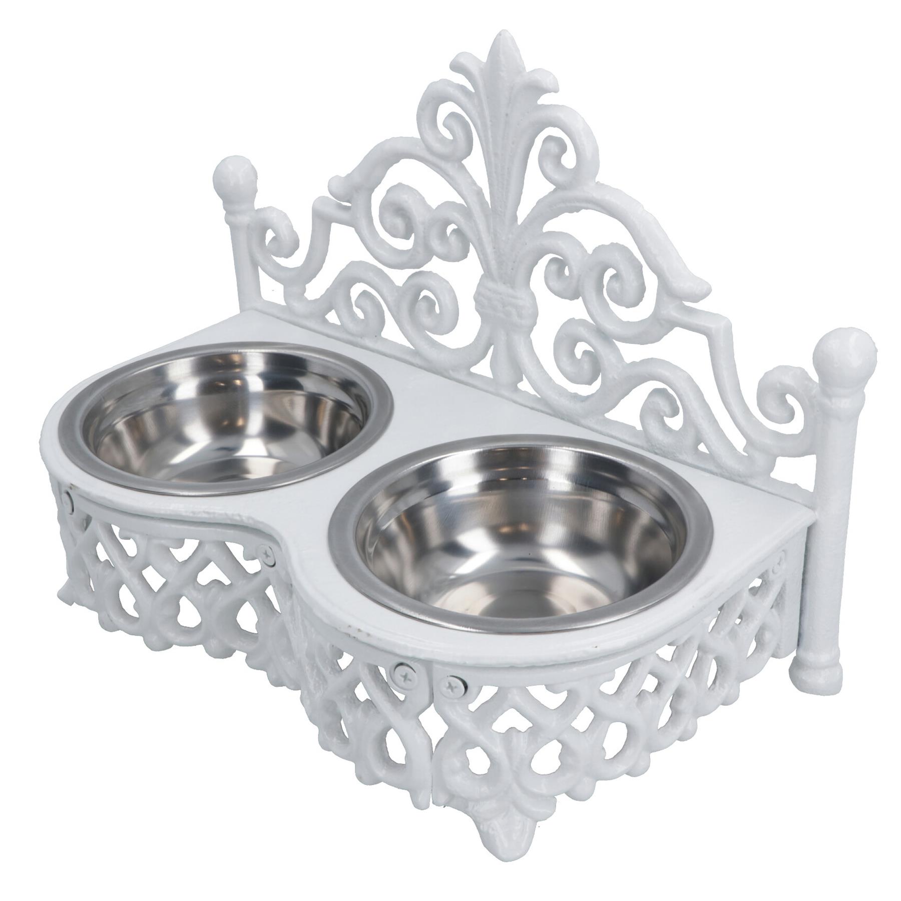 Dog Puppy Cat Feeding Food Bowls Dishes Stainless Steel / Cast Iron Stand - Bild 15 von 19