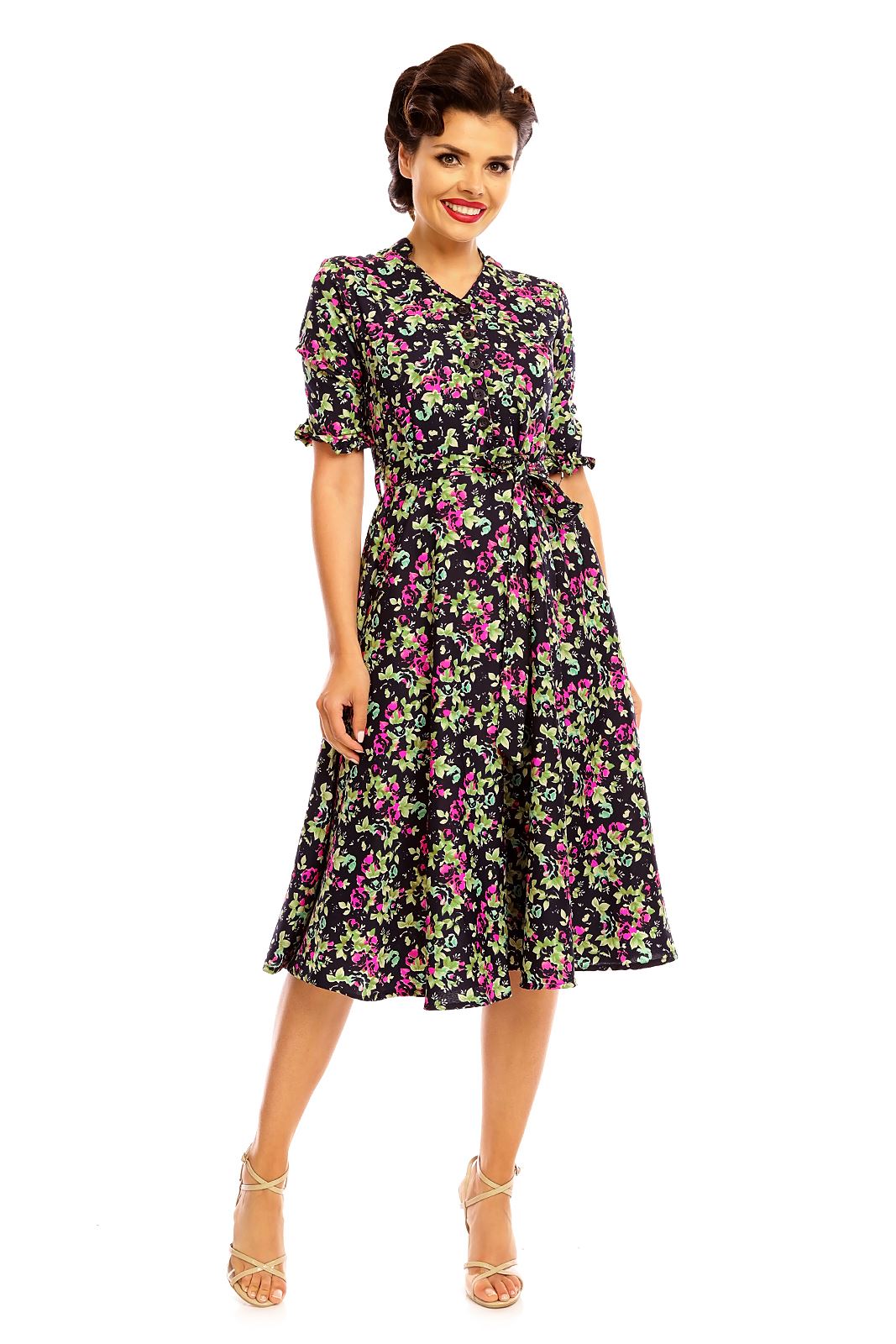 Laides Retro Vintage 1940s Style Long Sleeve Evening Dress eBay