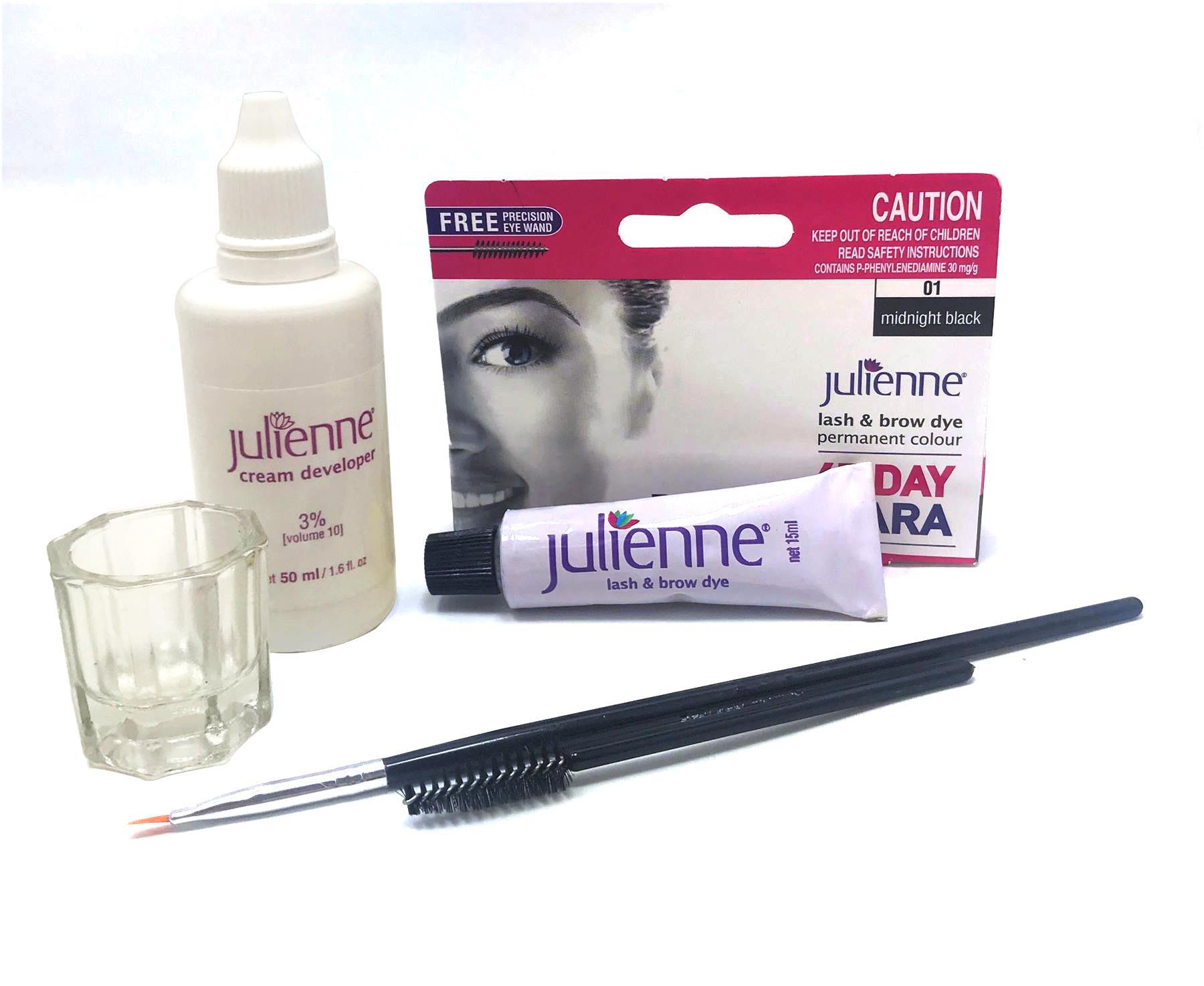 Julienne Eyebrow Eyelash Tint Tinting Dye Kit Brush Dish Eye Lashes