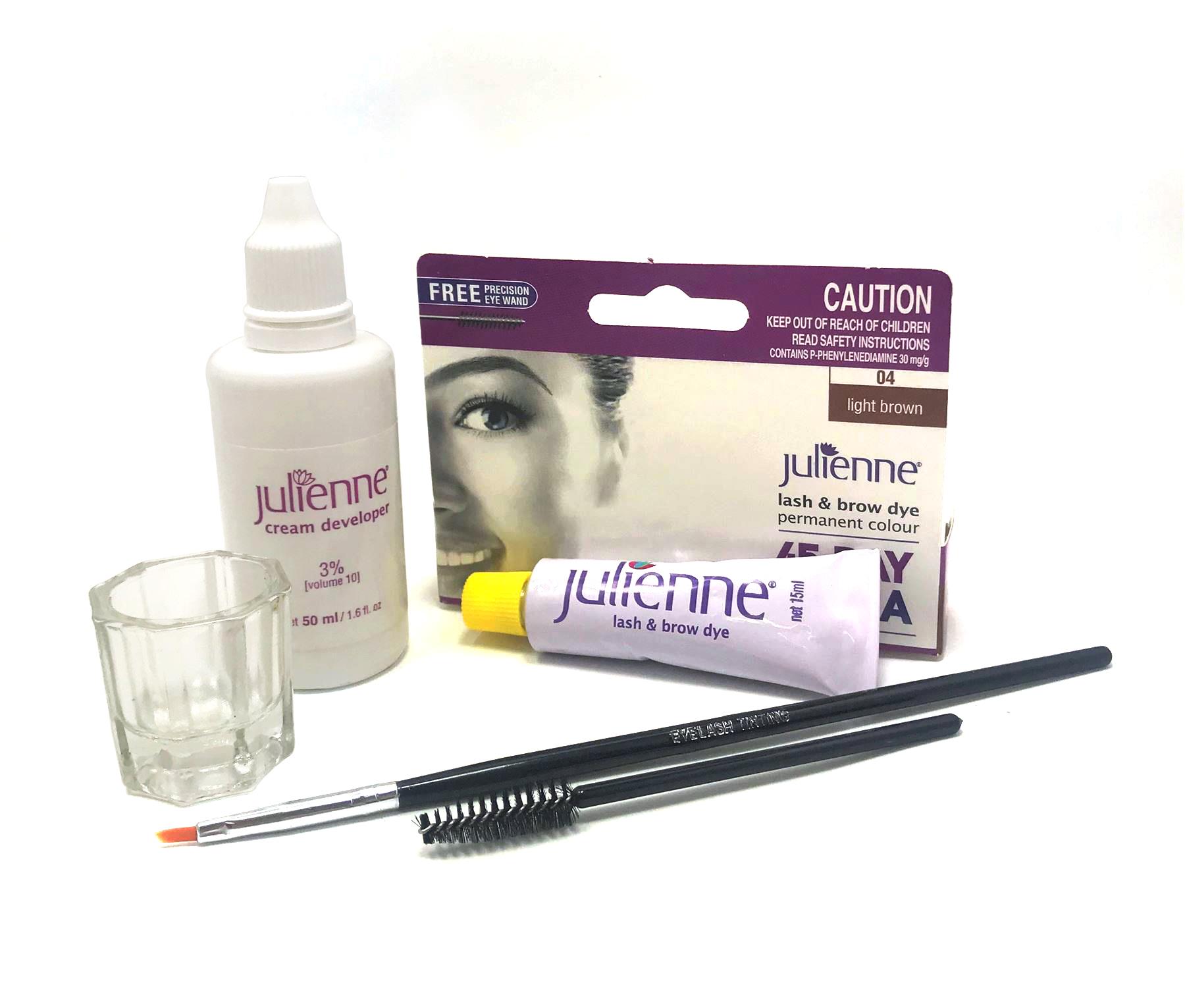 Julienne Eyebrow Eyelash Tint Tinting Dye Kit Brush Dish Eye Lashes
