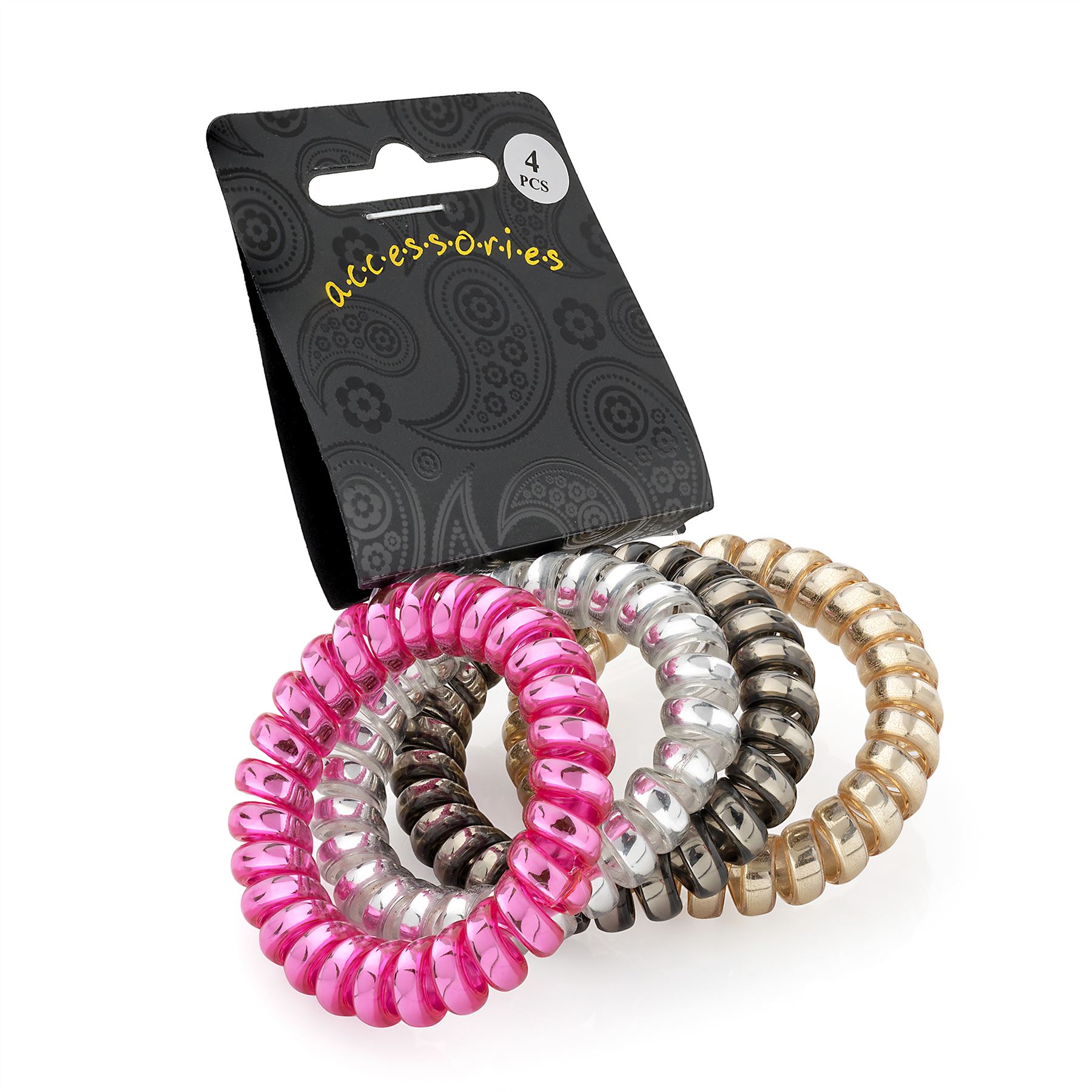 Metallic Telephone Cord Coil Scrunchie Hair Bobbles Elastics Hair Bands