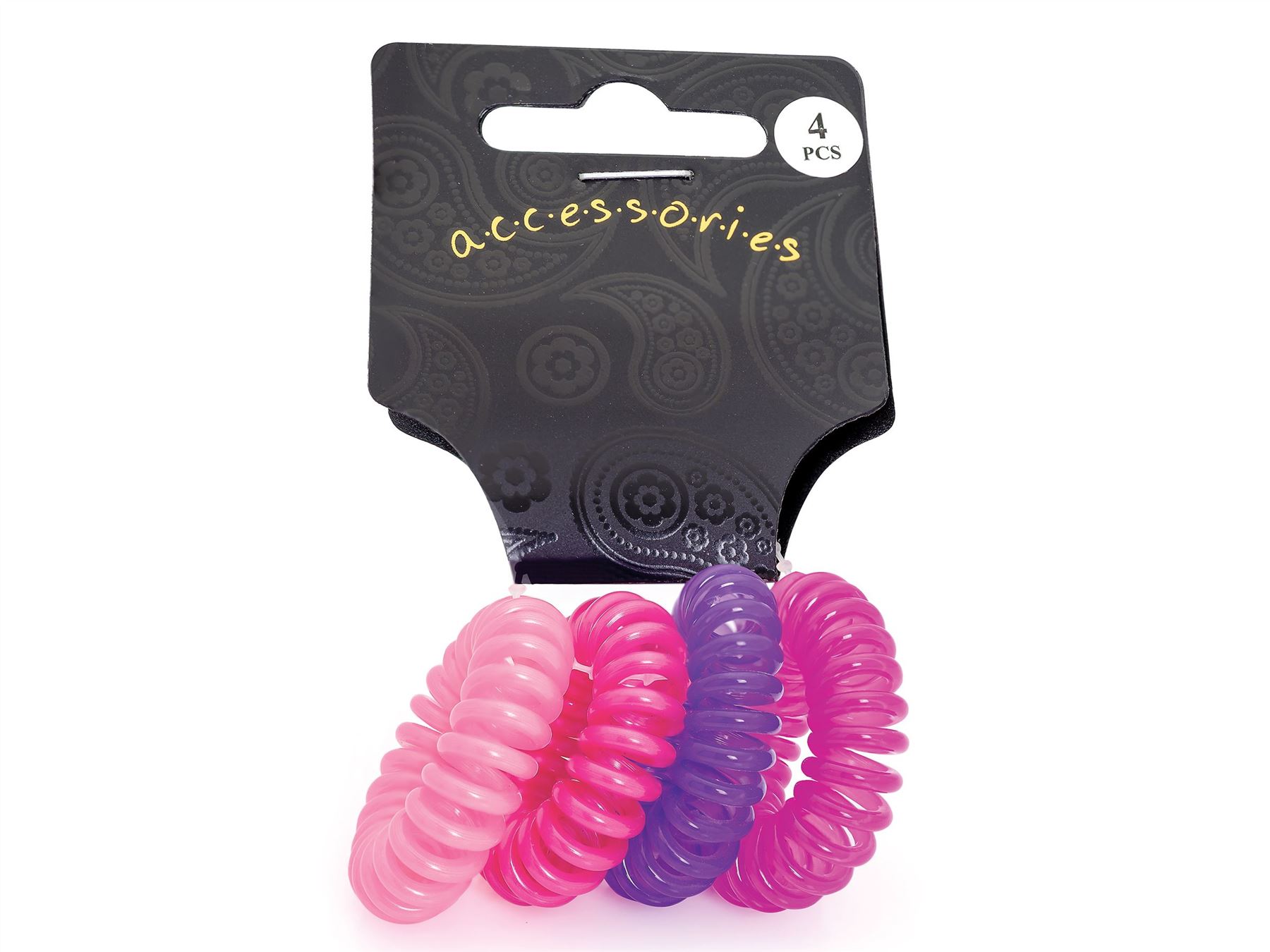Mini Pink Telephone Cord Coil Scrunchie Hair Bobbles Elastics