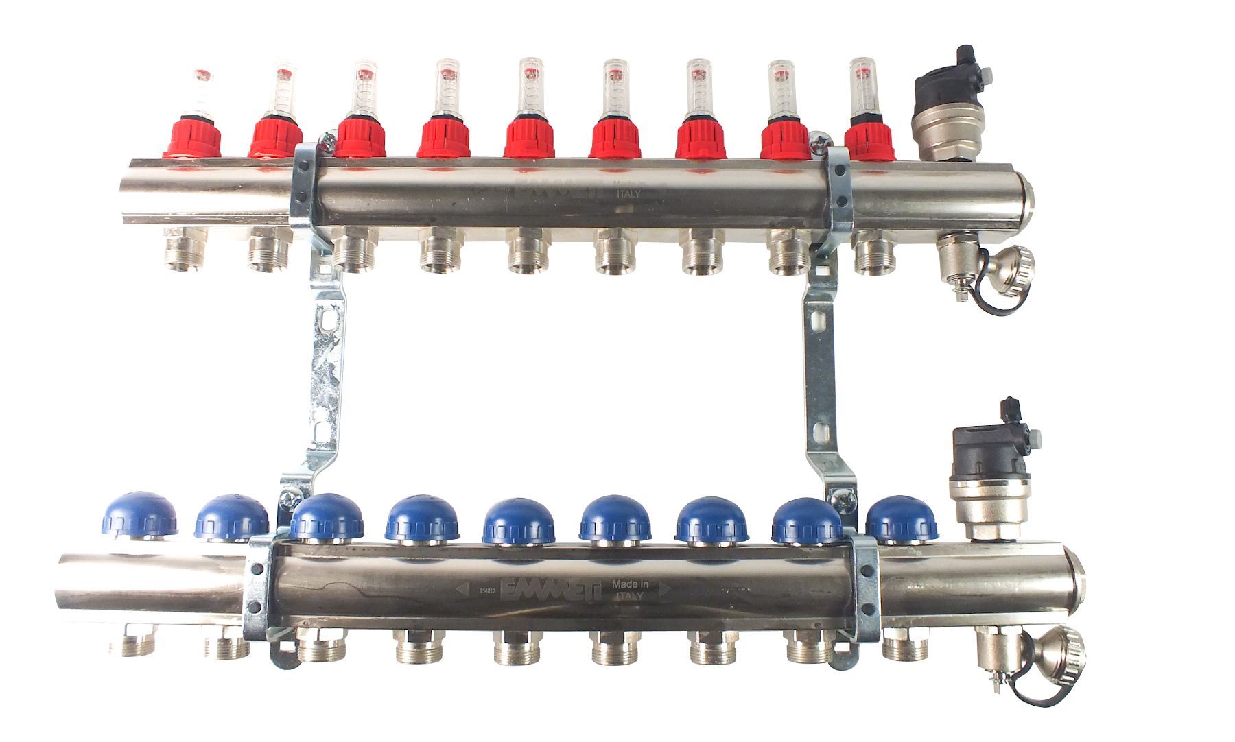 Emmeti 2 12 Port Underfloor Heating Manifold, High Quality Nickel