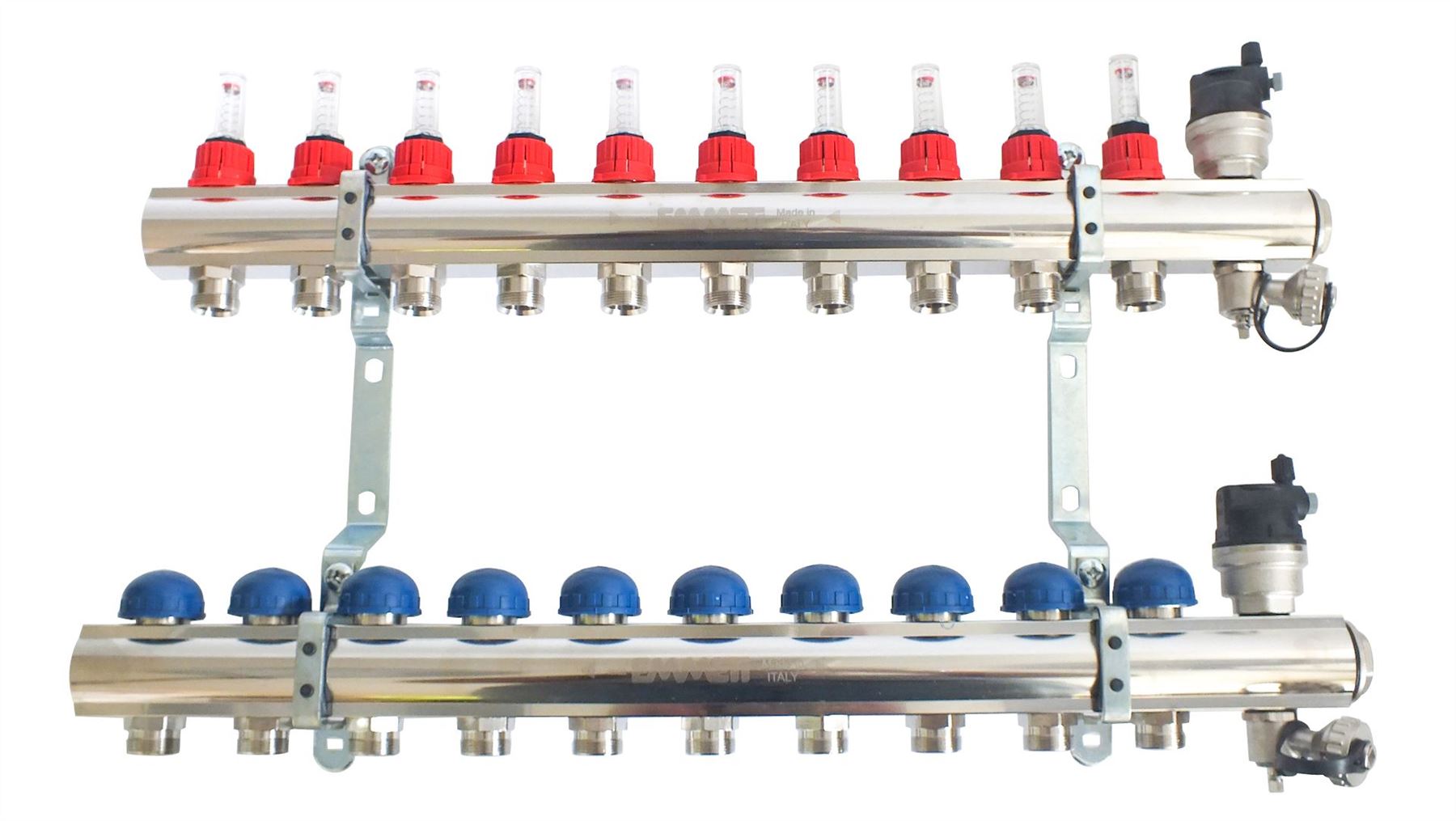 Emmeti 2 12 Port Underfloor Heating Manifold, High Quality Nickel