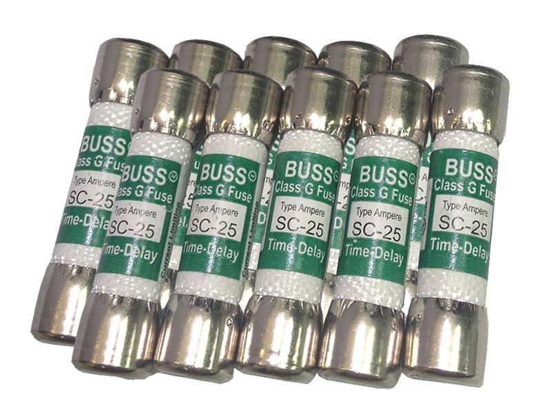 600Vac TimeDelay 1.62" Specialty Class G Sc25 Rejection Fuses, 10 Pk
