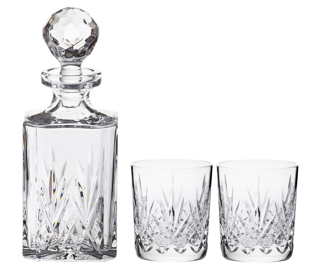 Royal Scot Crystal London, Edinburgh or Highland Whisky Decanter Set
