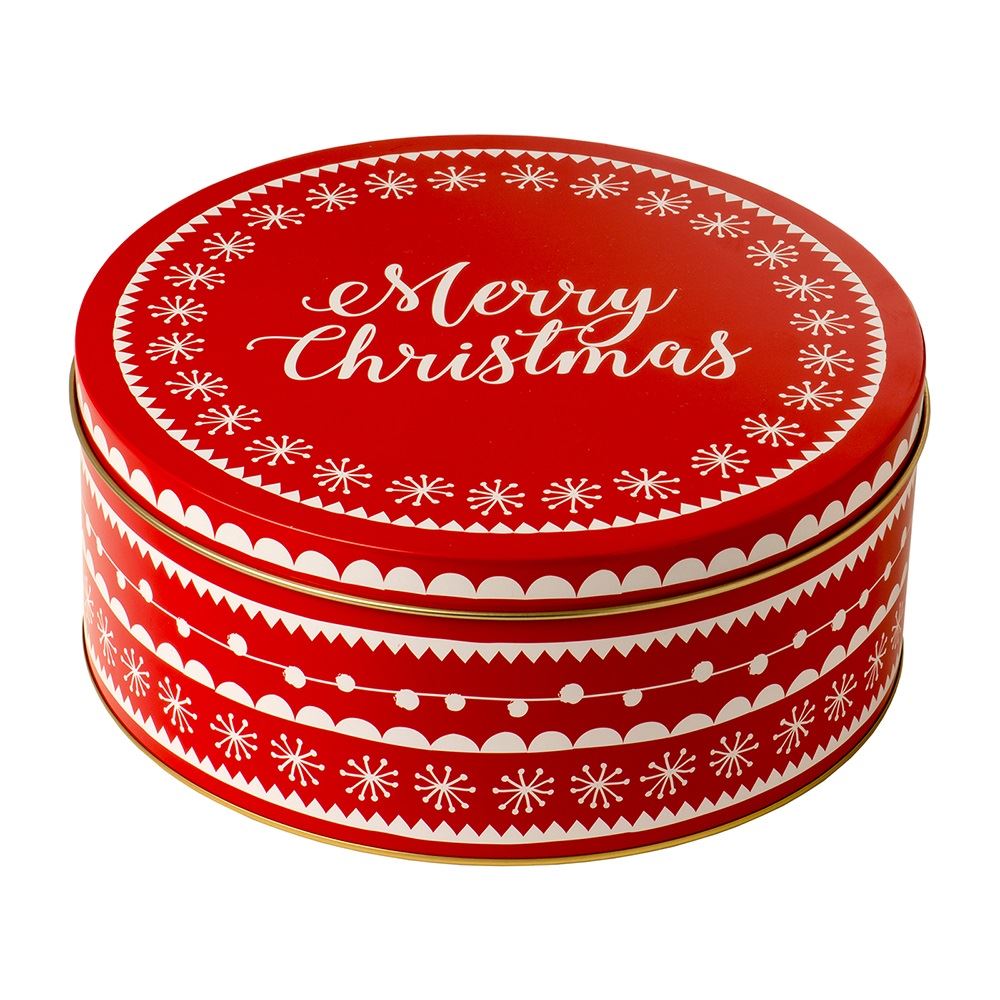 Set of 3 Christmas Cake Tins Xmas Red & White Snowflake Tree Design
