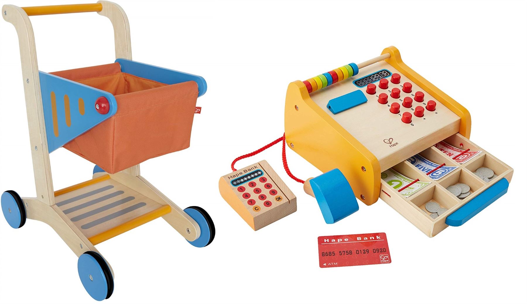 childs wooden shopping trolley